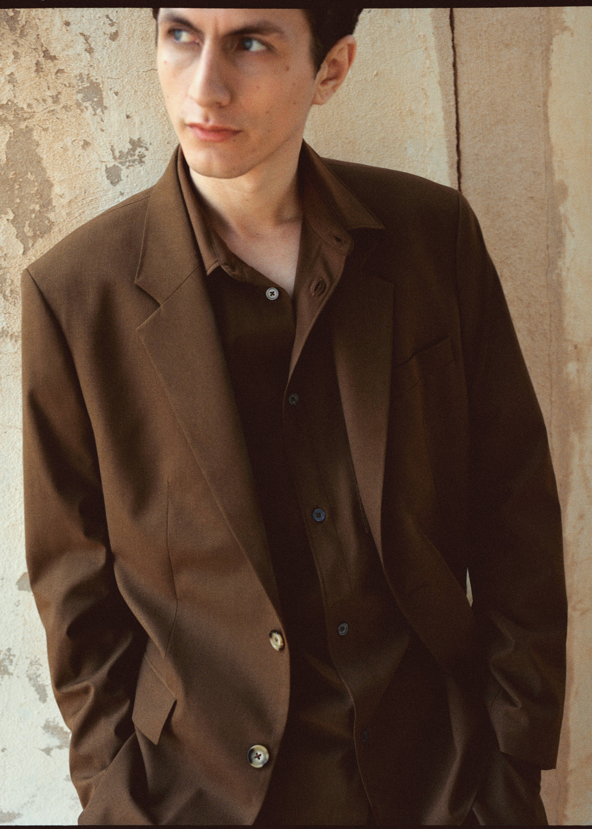 常规尺寸清爽羊毛西装外套 - null