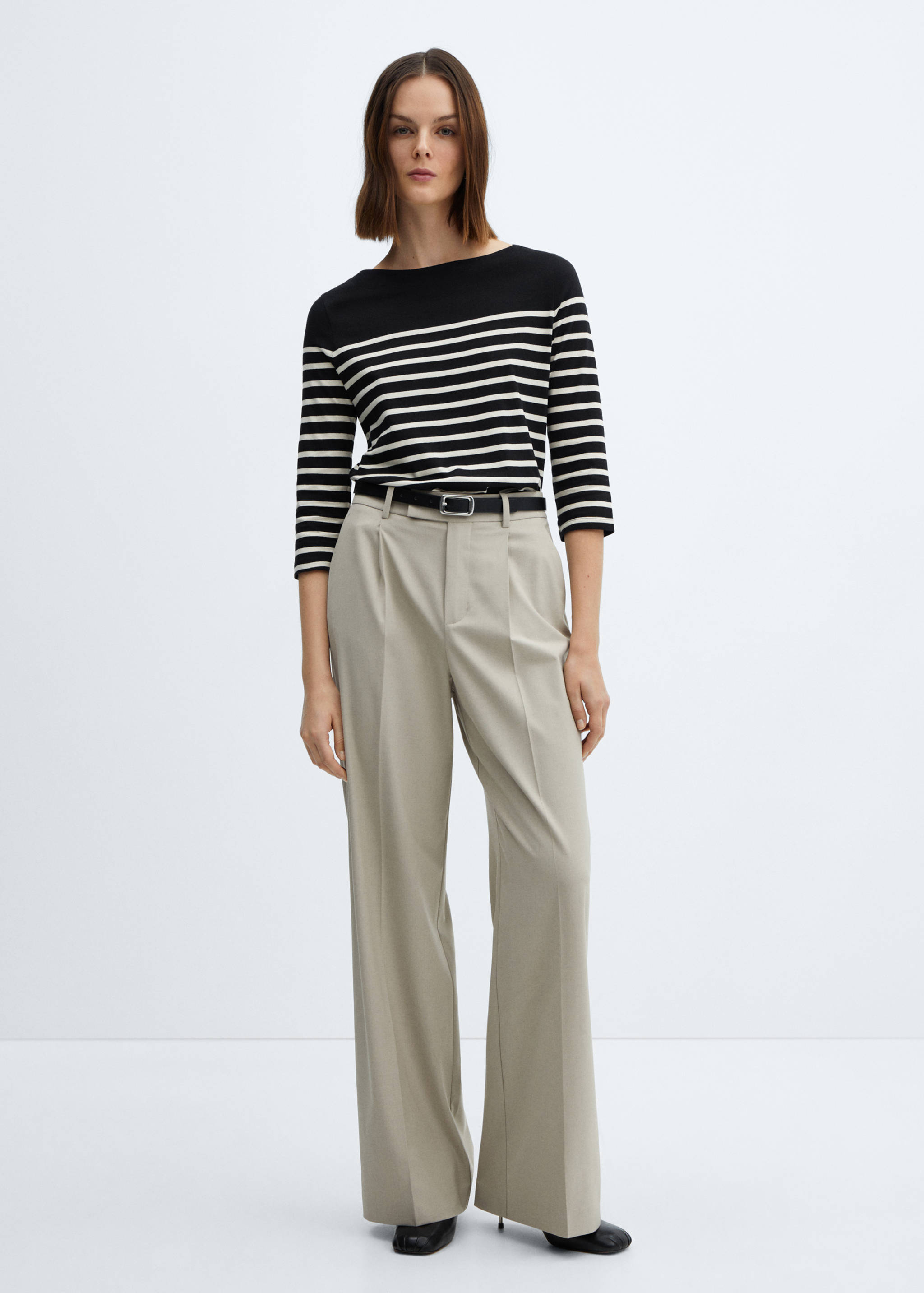 Camiseta rayas cuello barco - Plano general