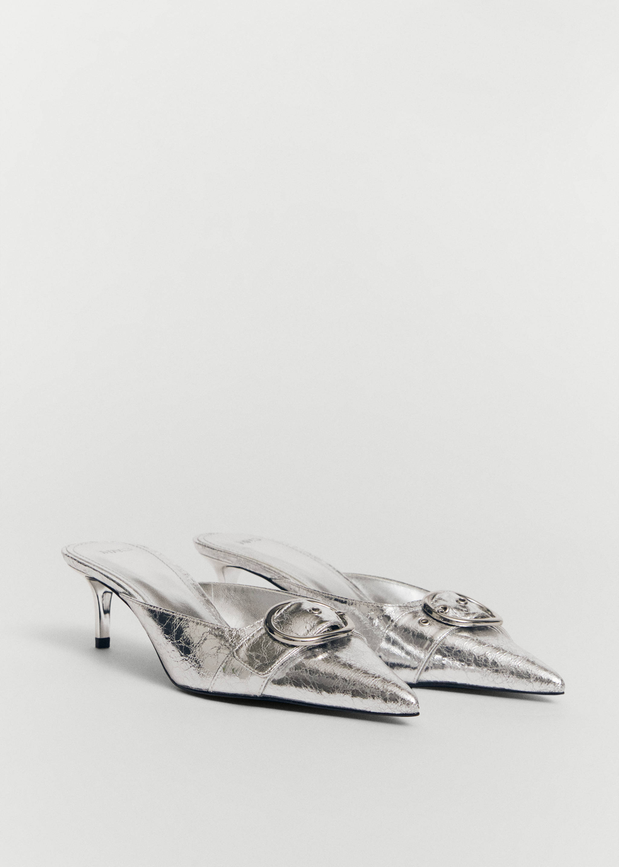 Metallic heeled shoe with buckle - Medium plane