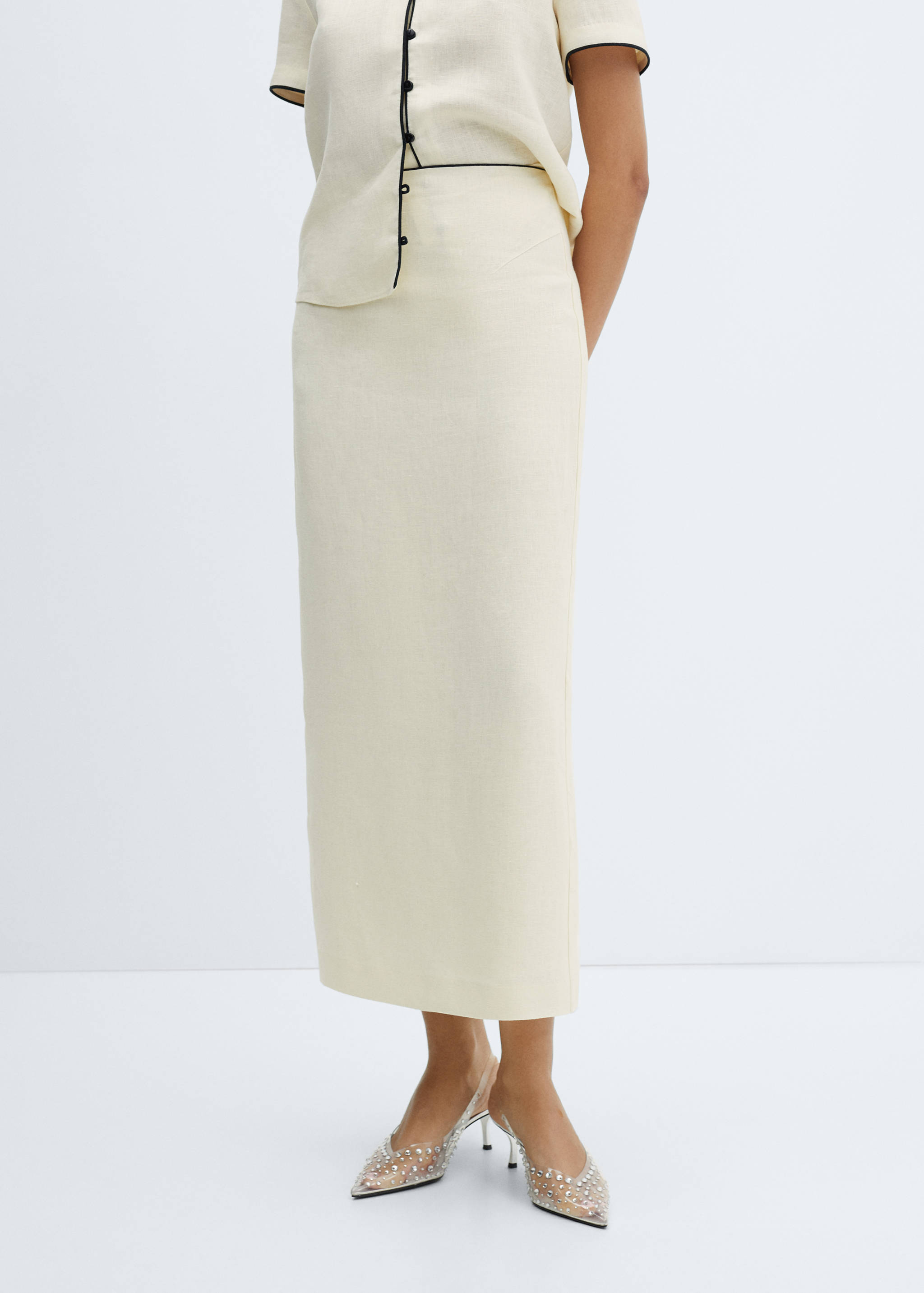 Linen skirt with slit - Medium plane