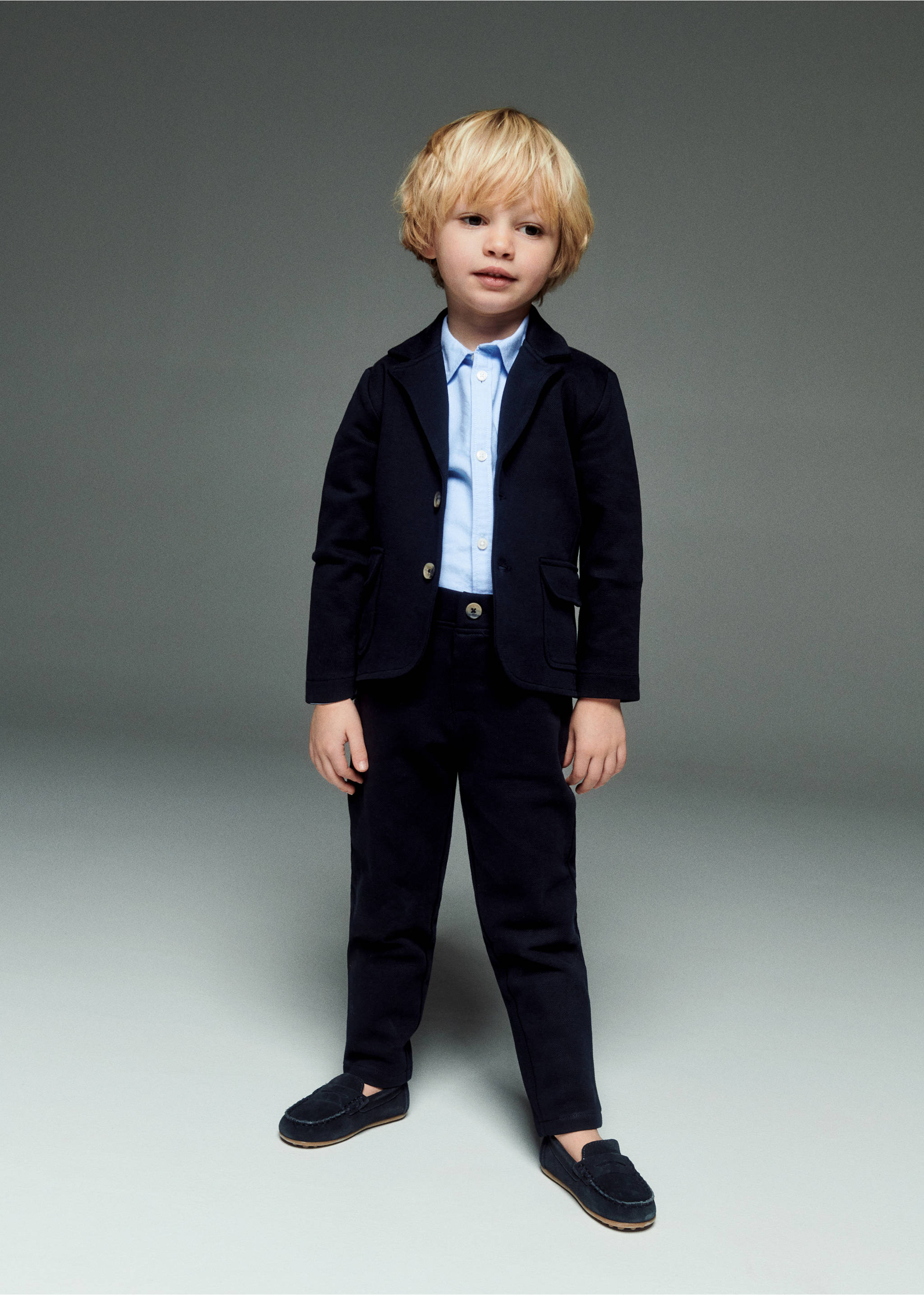 Cotton suit pants - Details of the article 5, Navy. Ref: 67055729-00.