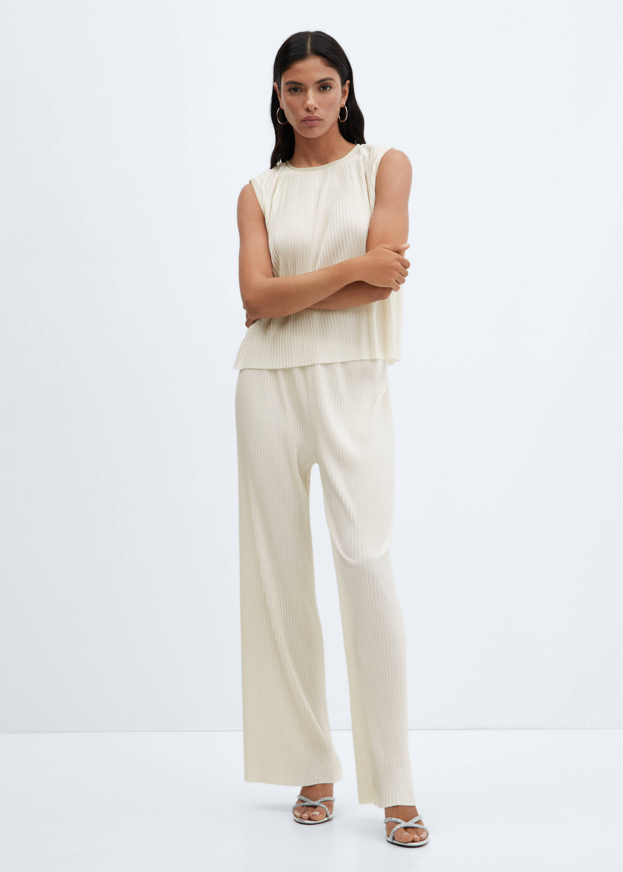 Pleated wide leg trousers - General plane