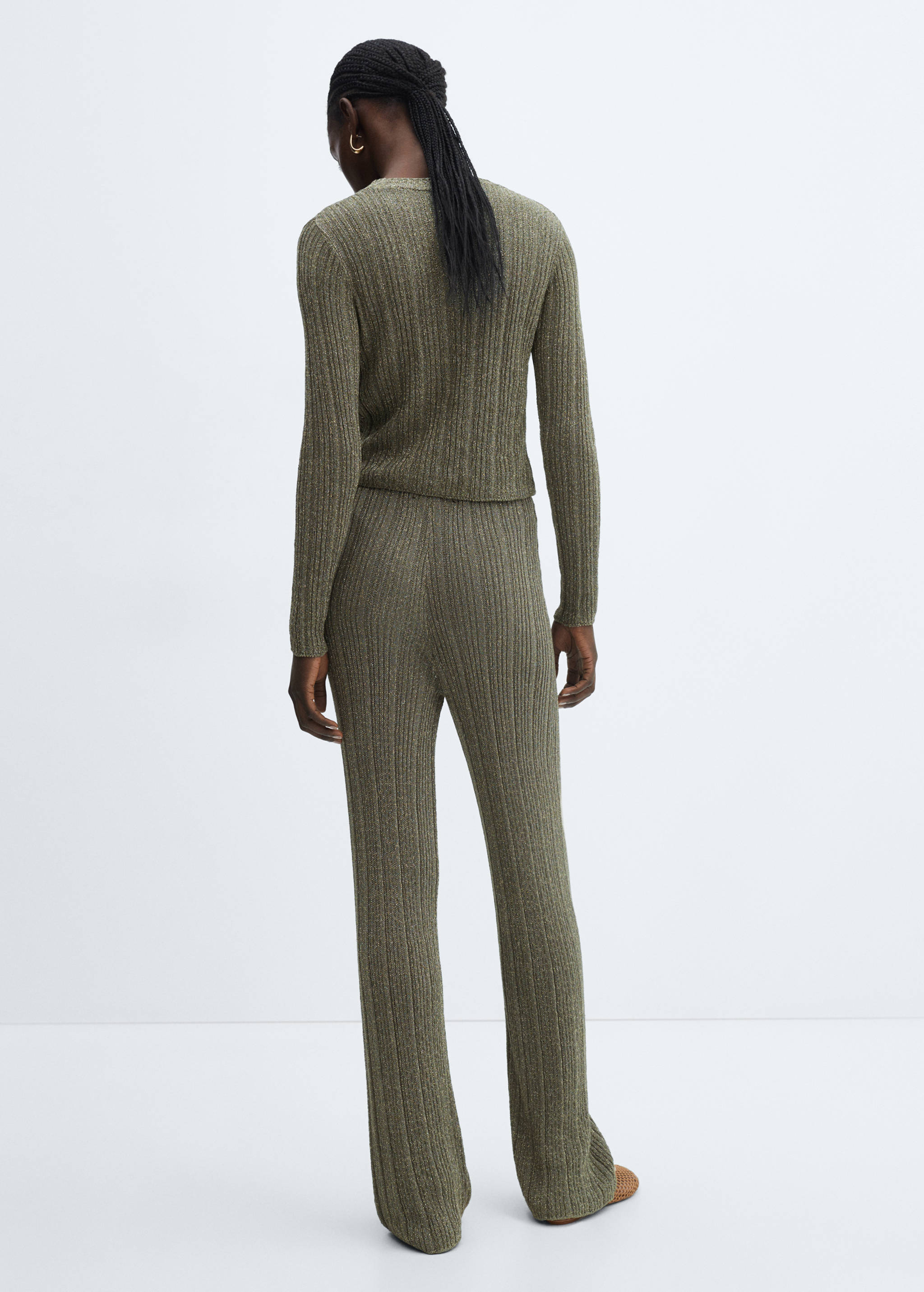 直筒针织金银线长裤 - null