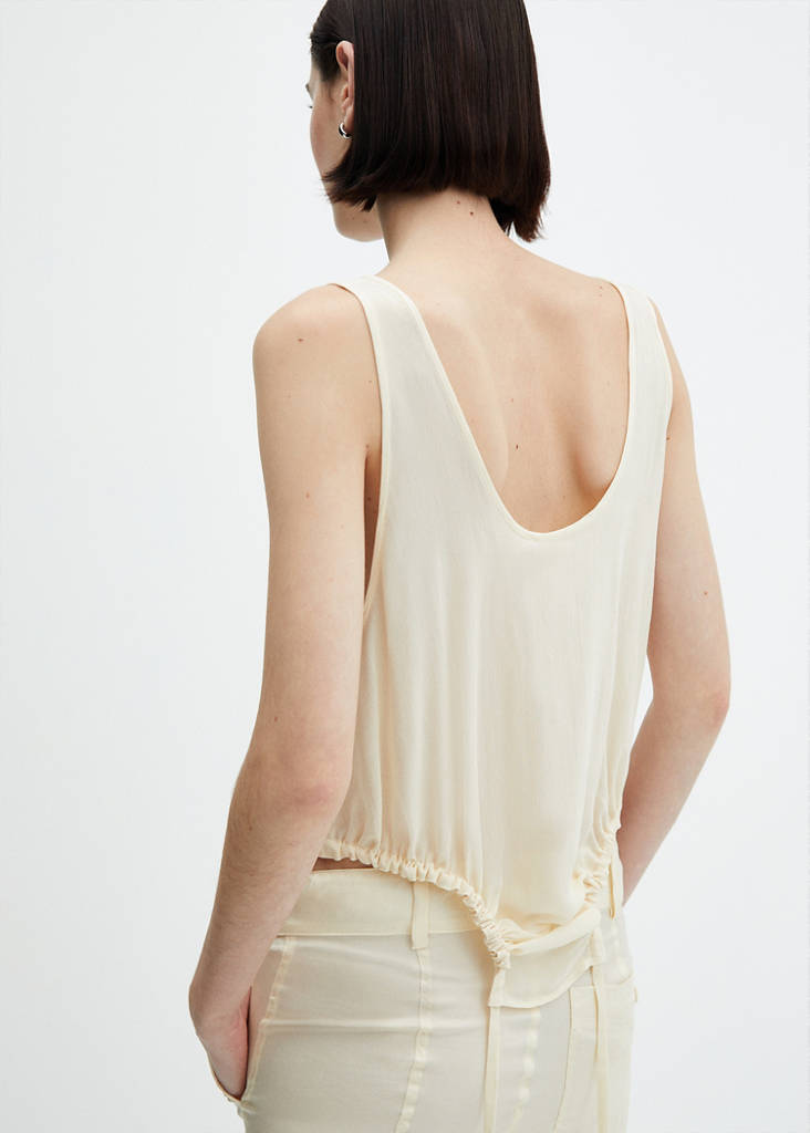 Semi-transparent top with side pleats — Ecru