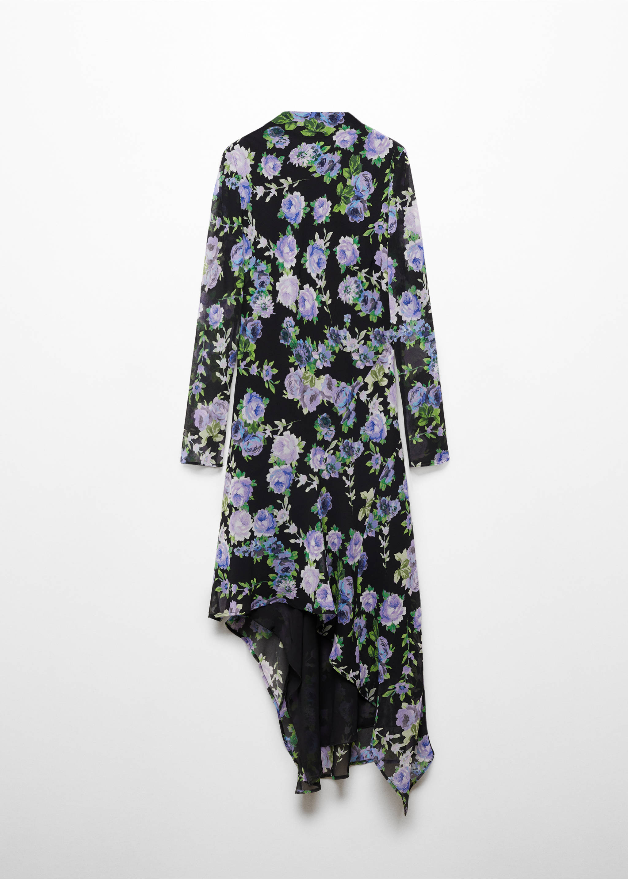 Asymmetrical floral dress - Article without model, Black. Ref: 67055756-00.
