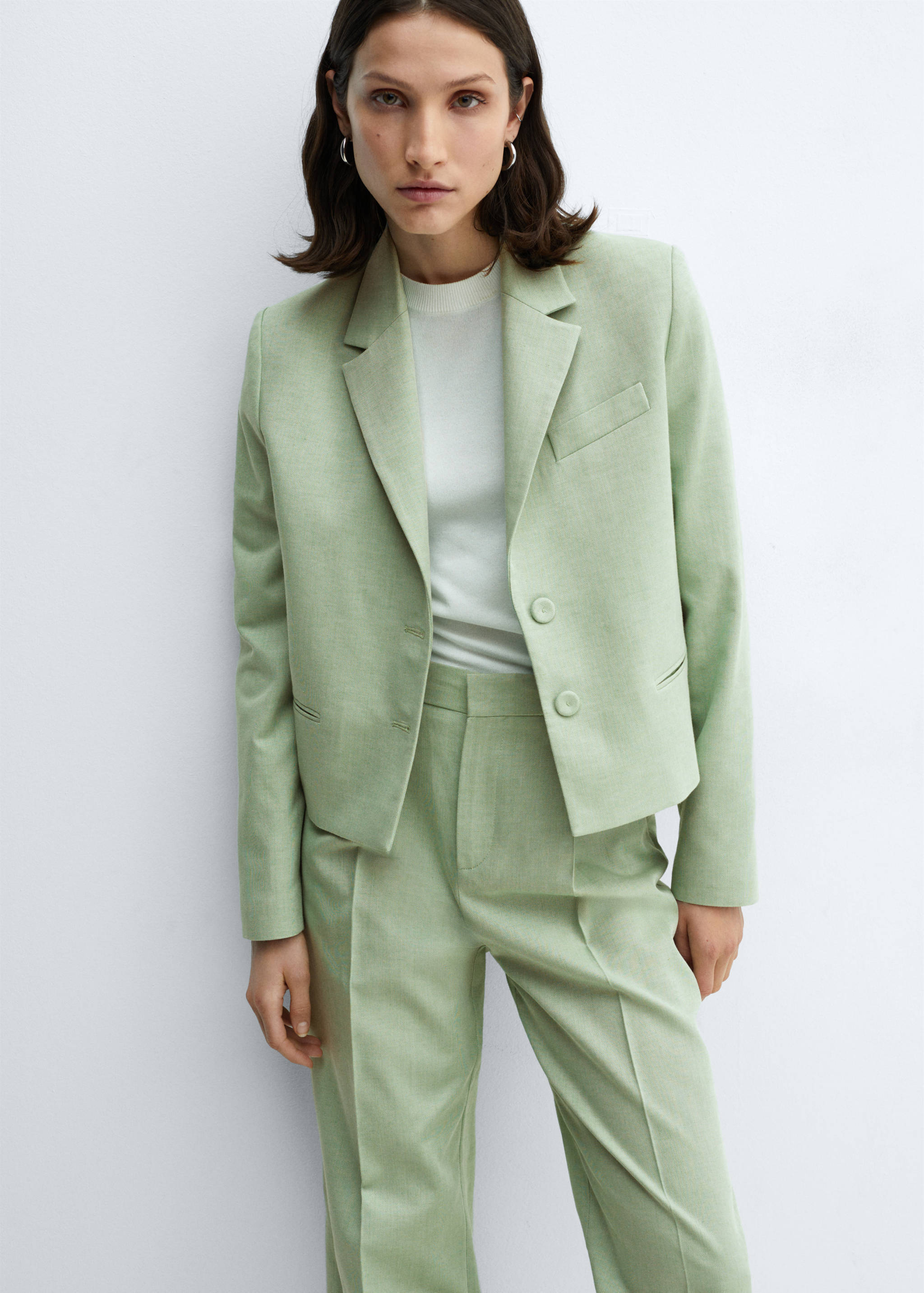 Cropped blazer with buttons - Medium plane