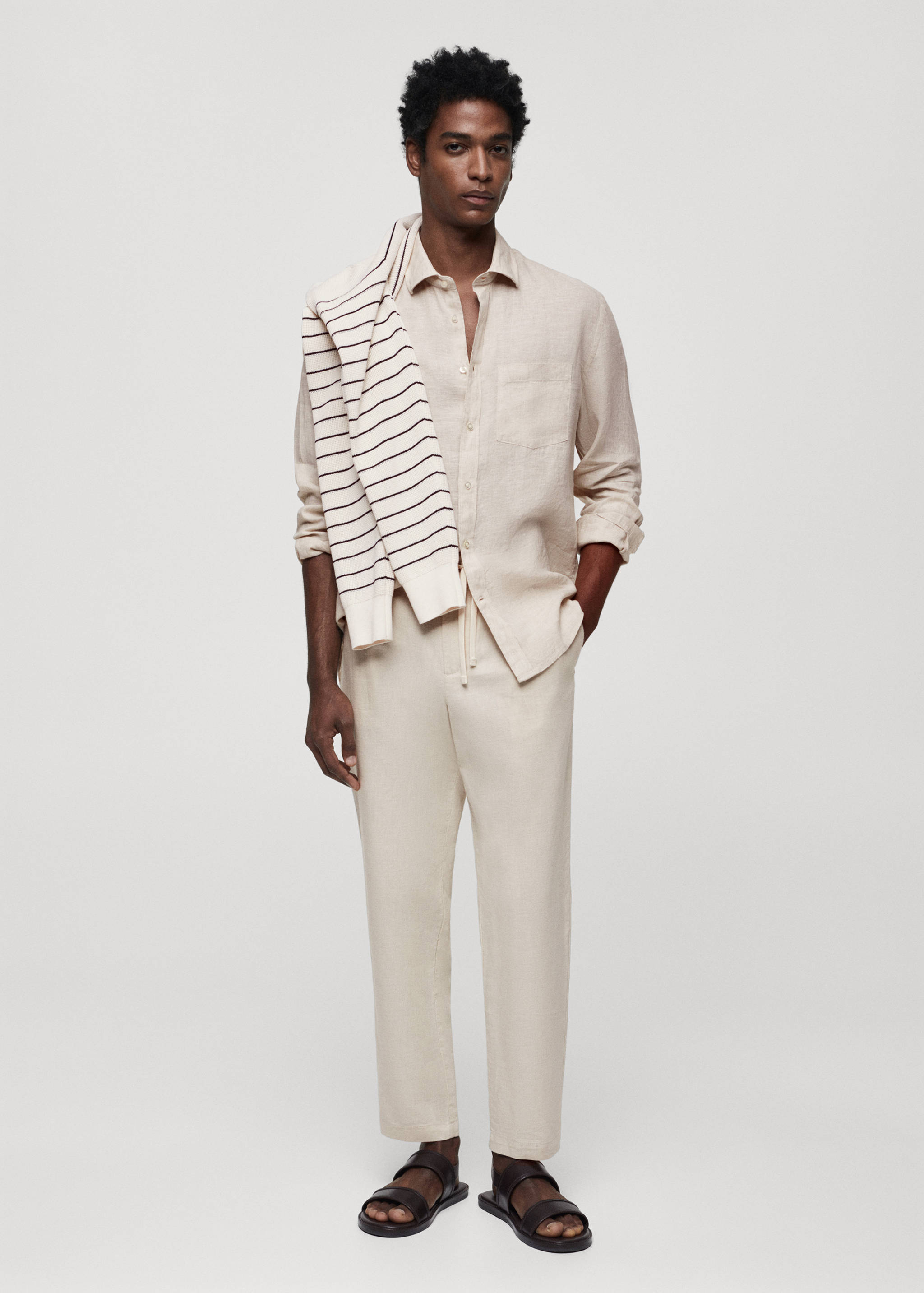 Camisa classic fit de 100% linho - Plano geral