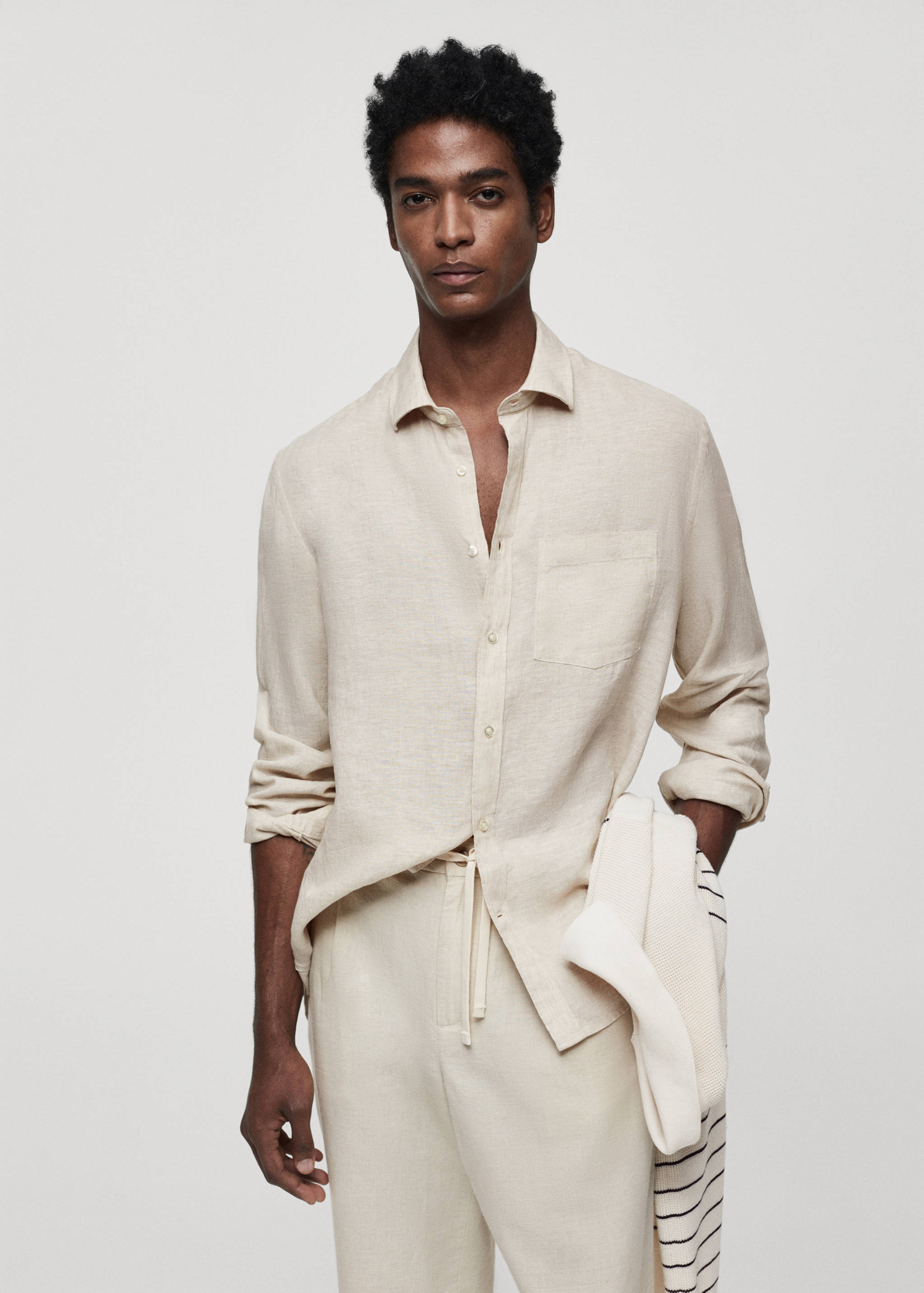Classic fit 100% linen shirt - Medium plane