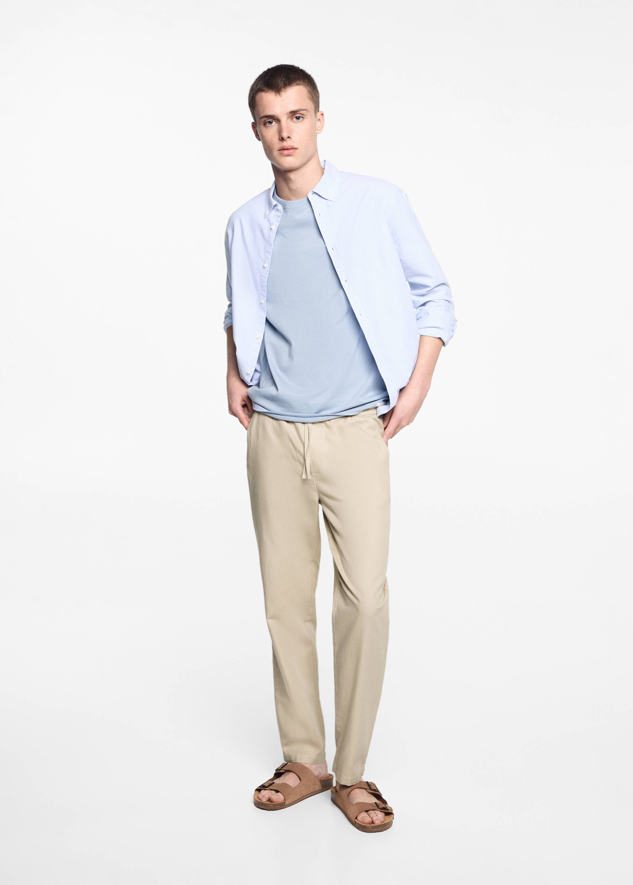 Pantalon lin taille élastique - Plan général