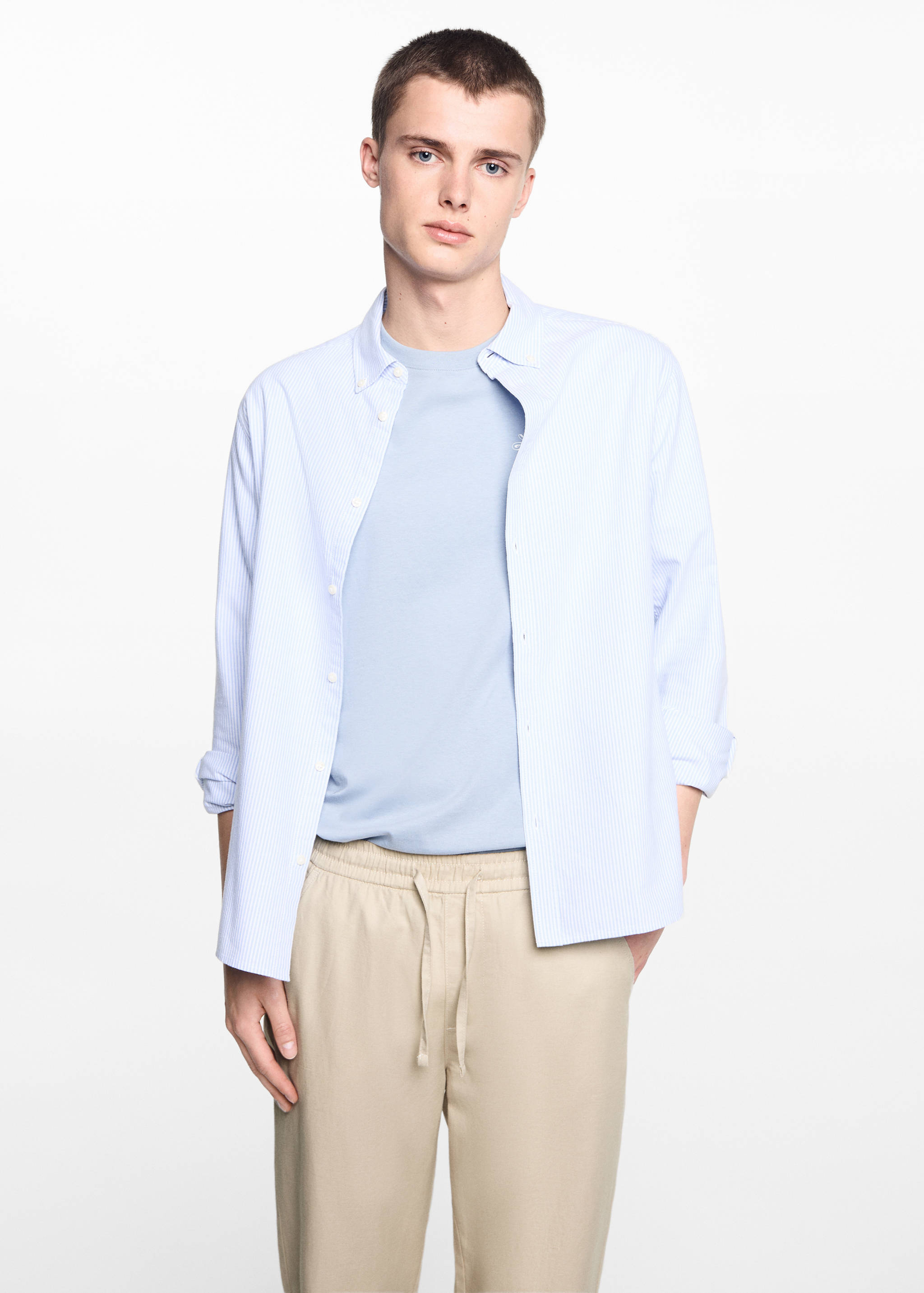 Pantalon lin taille élastique - Plan moyen