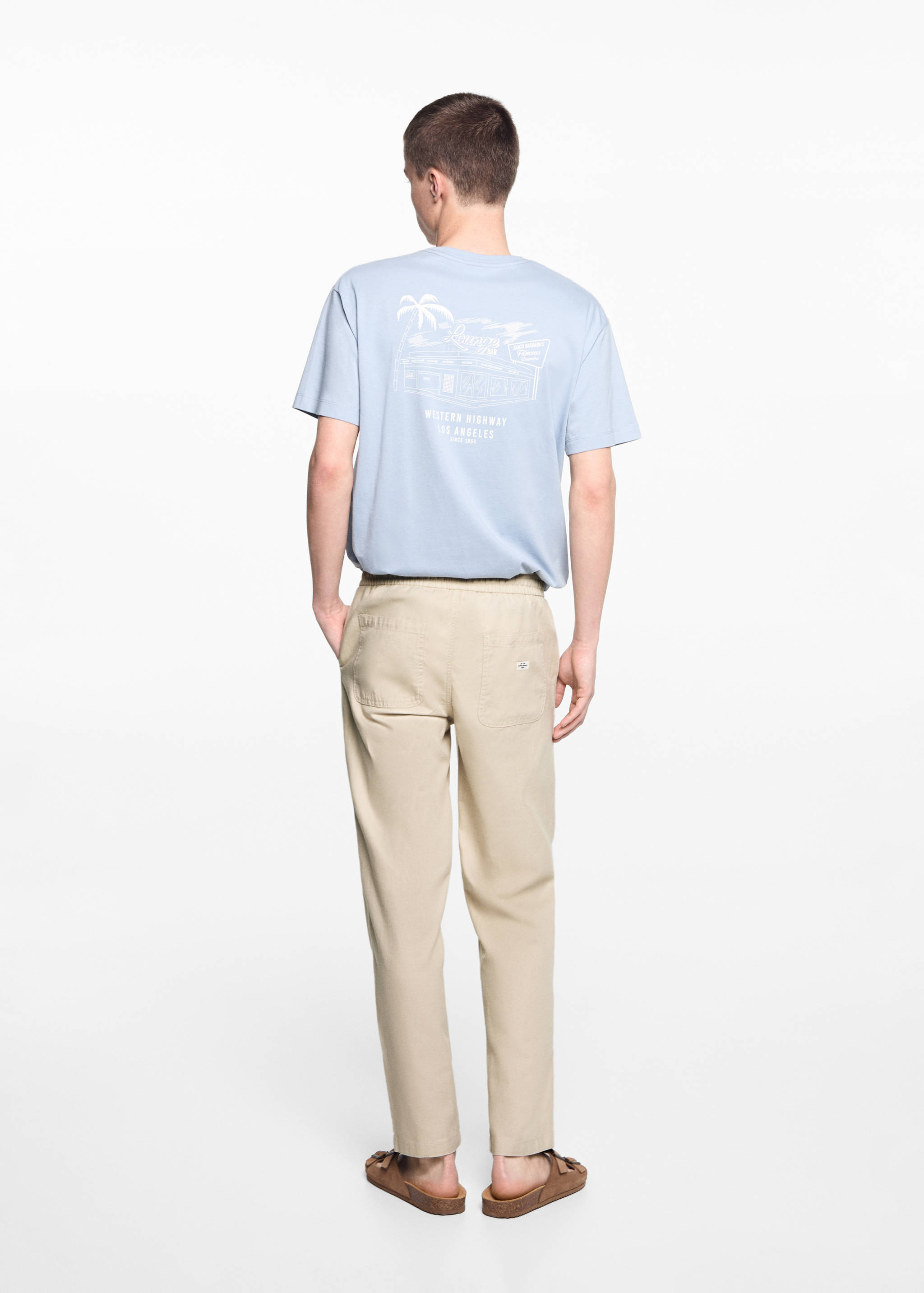 Pantalon lin taille élastique - Verso de l’article