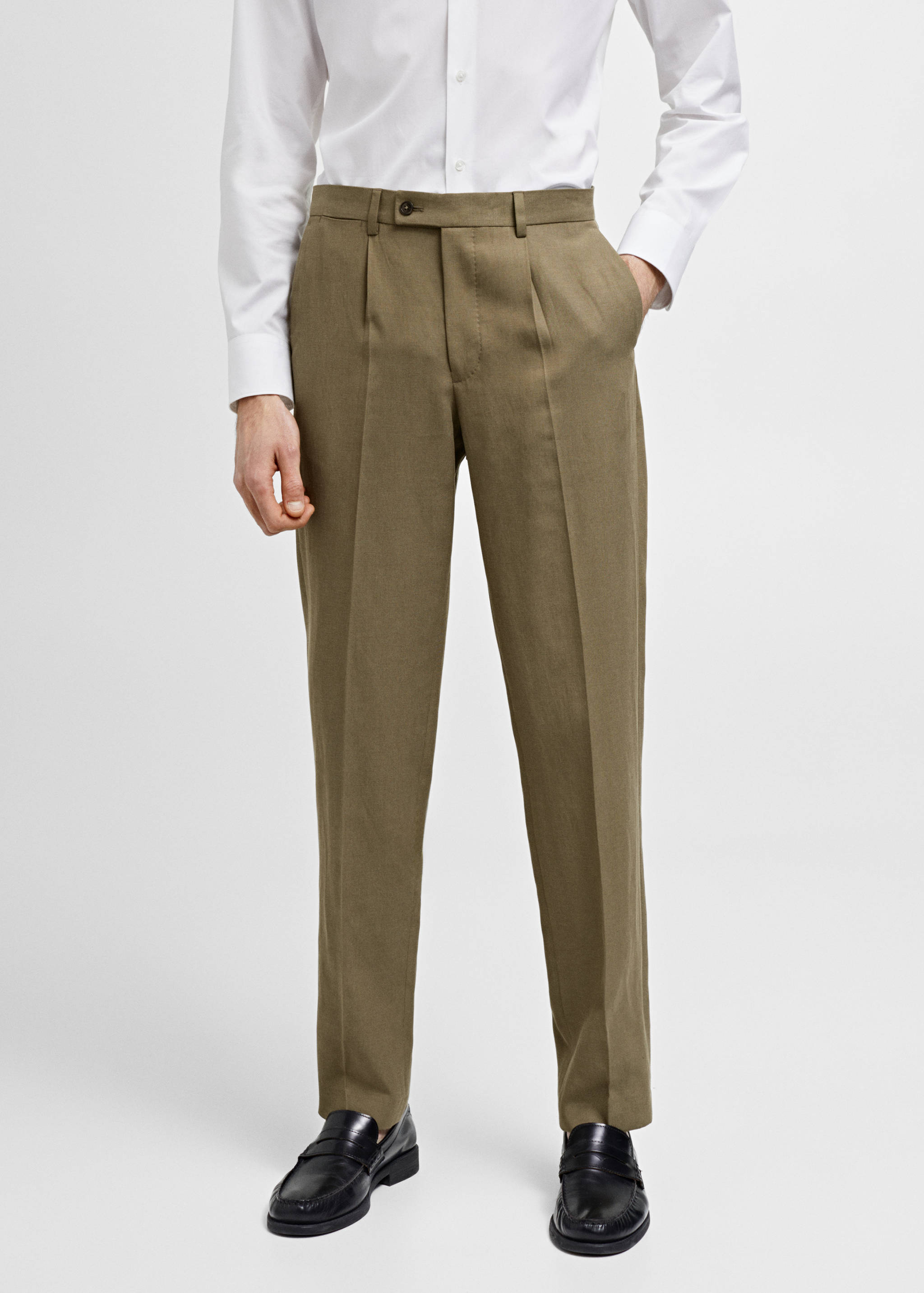 Slimfit Tencel™ suit trousers with pleats - Medium plane