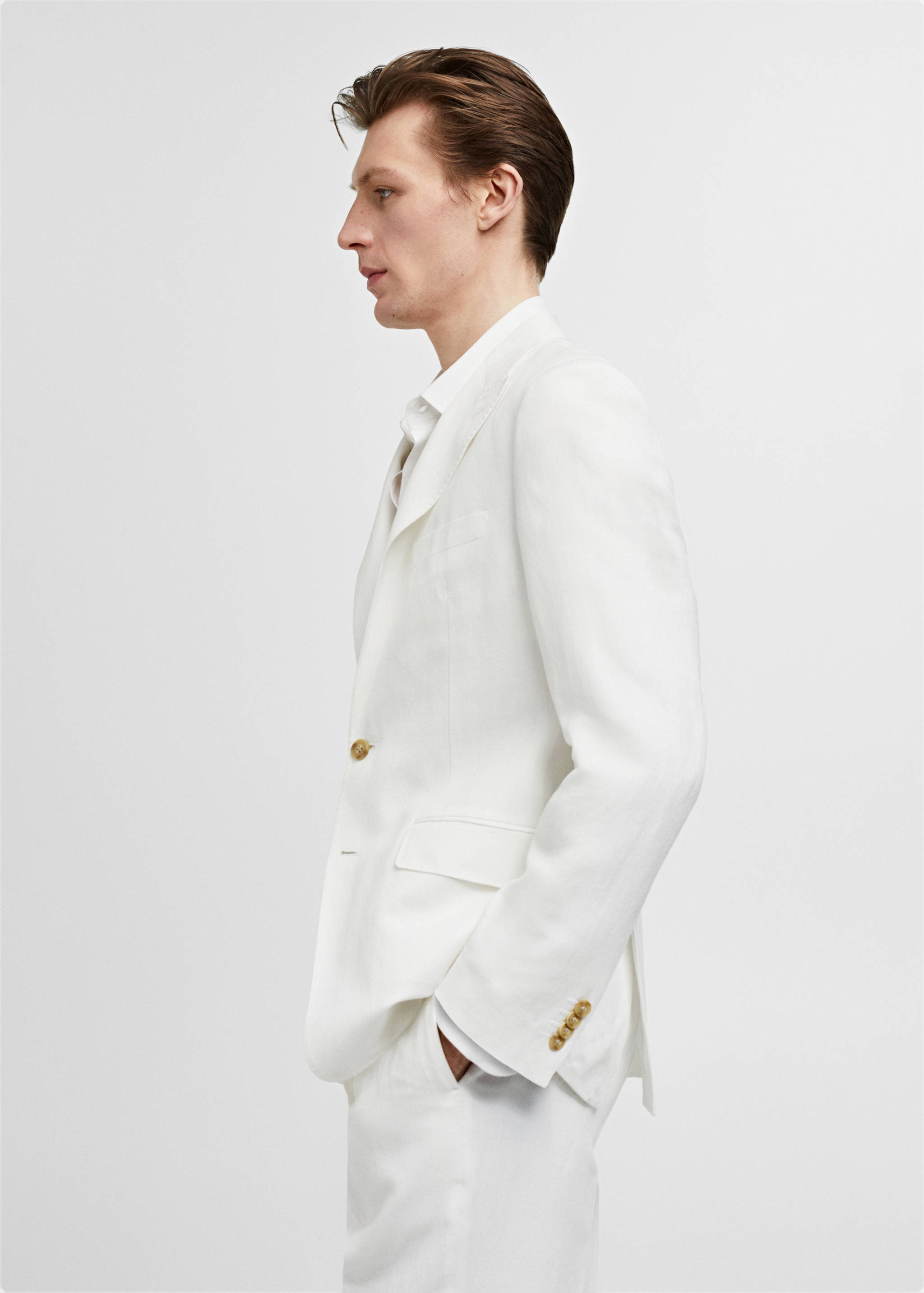 Slim-fit linen and cotton suit jacket - Details of the article 2