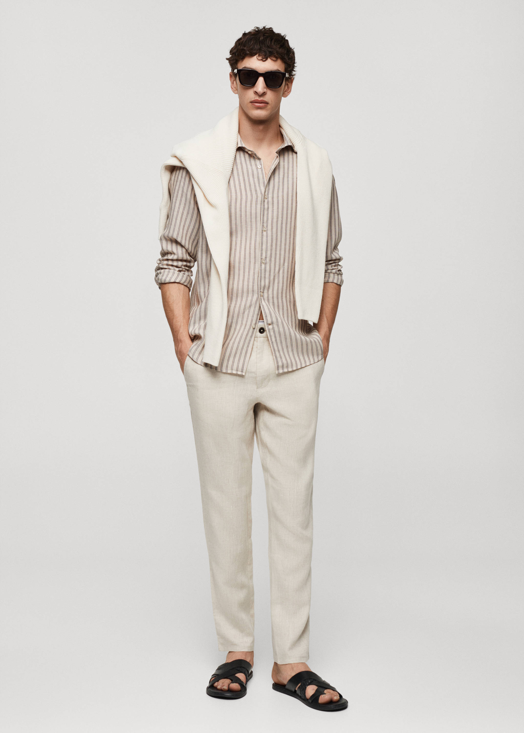 Linen Tencel-blend striped shirt - General plane