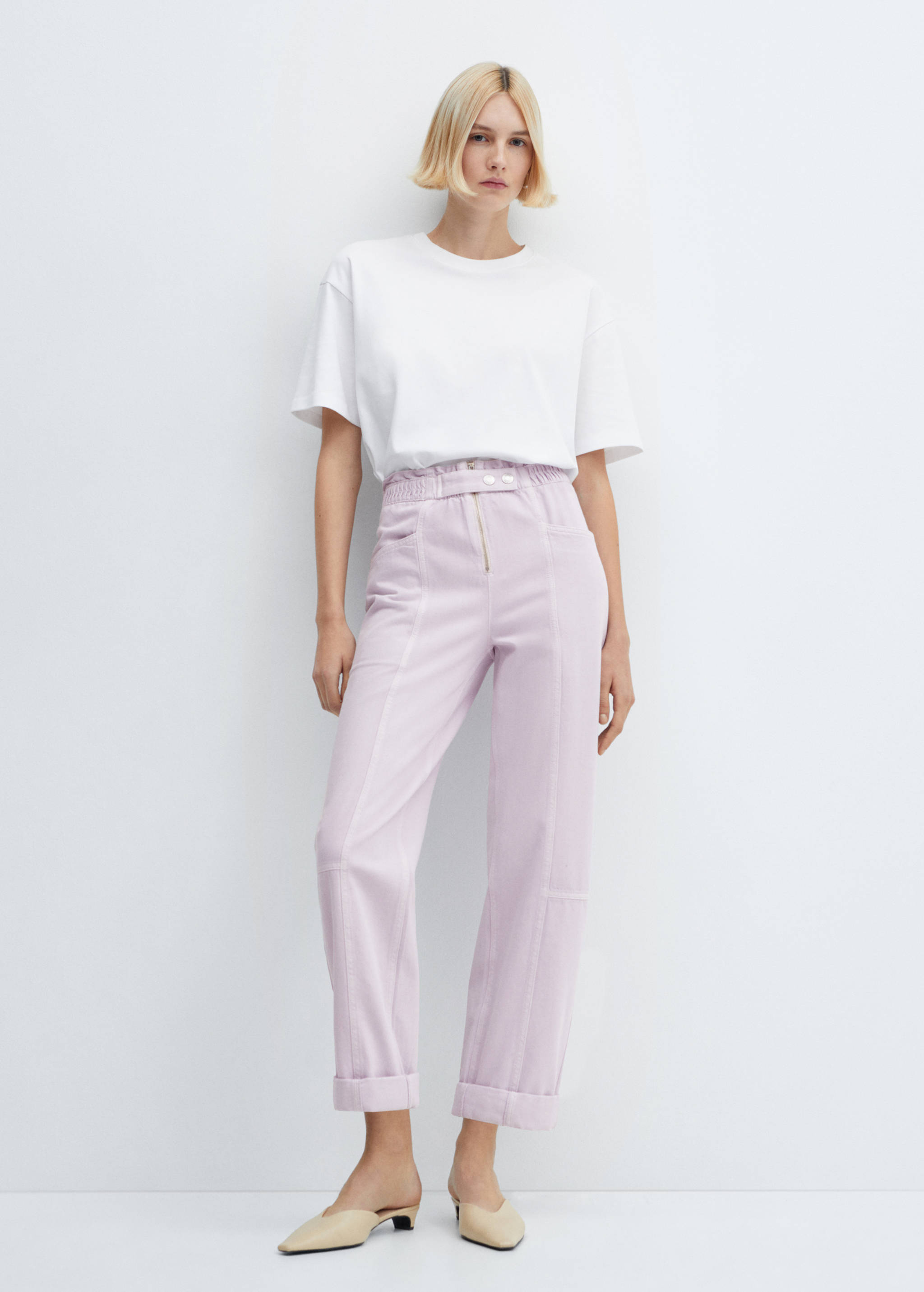 Slouchy jeans with elastic waist - General plane