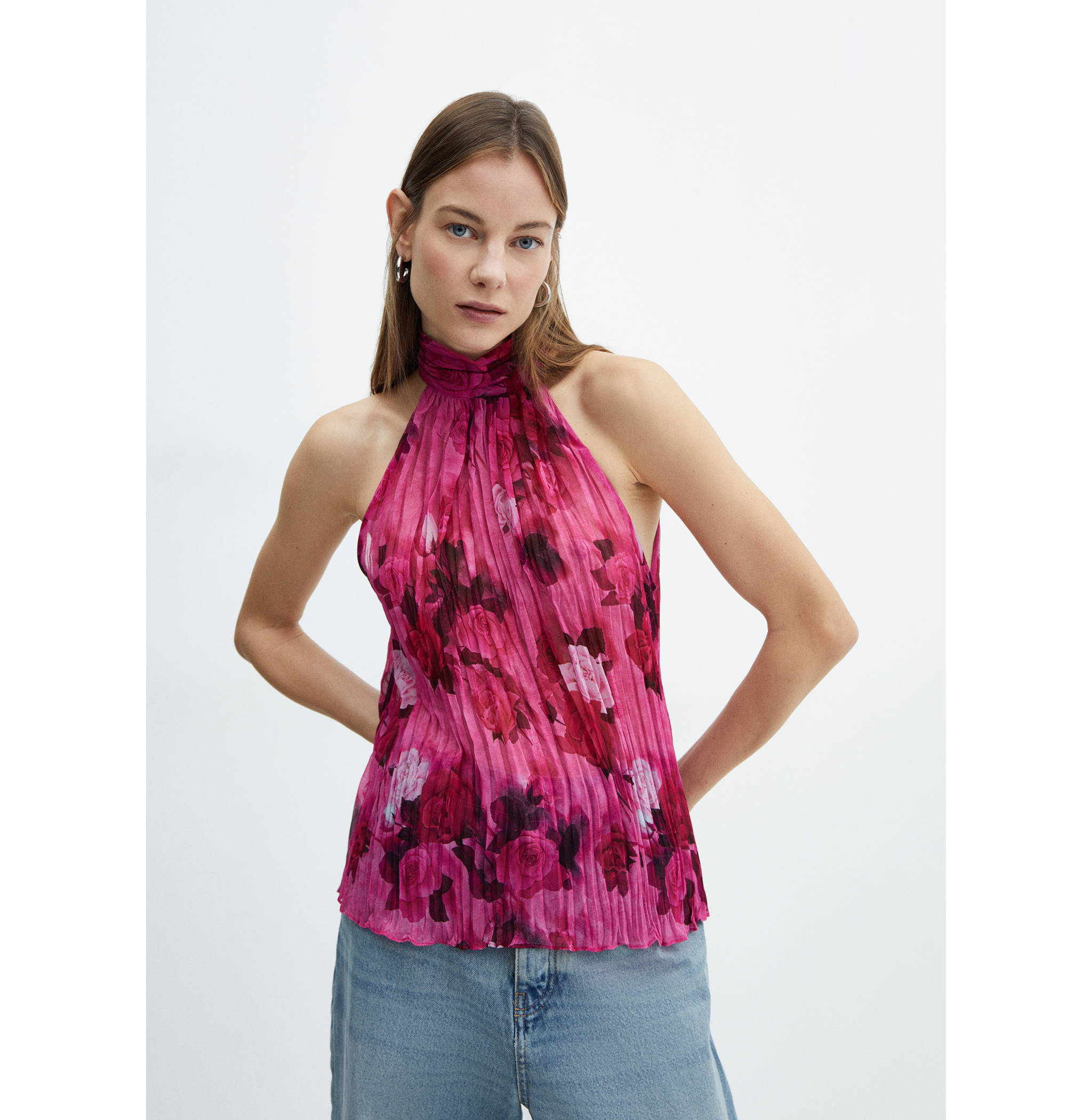 Printed halter neck blouse - Medium plane