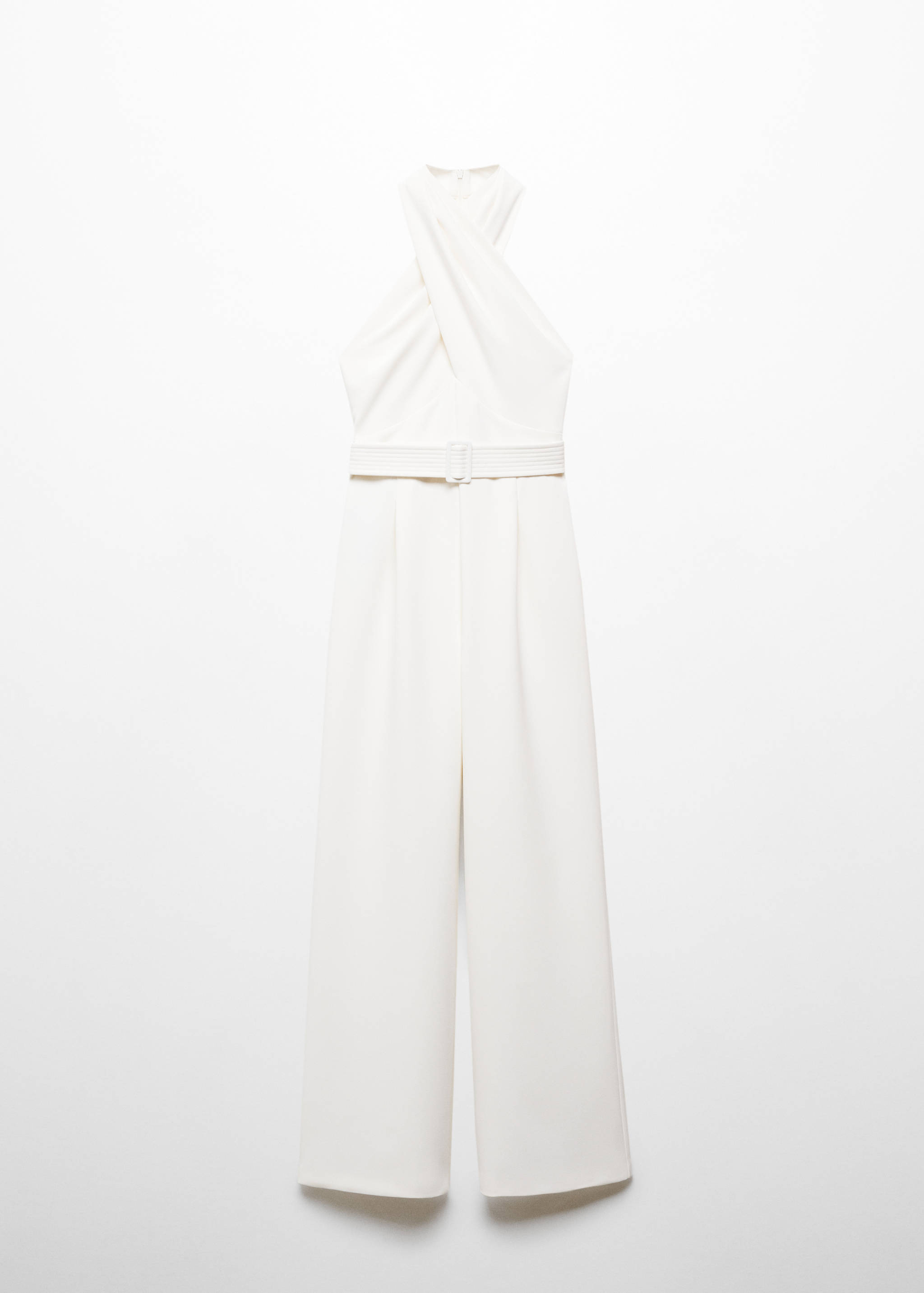 Jumpsuit with crossover collar and belt - Article without model