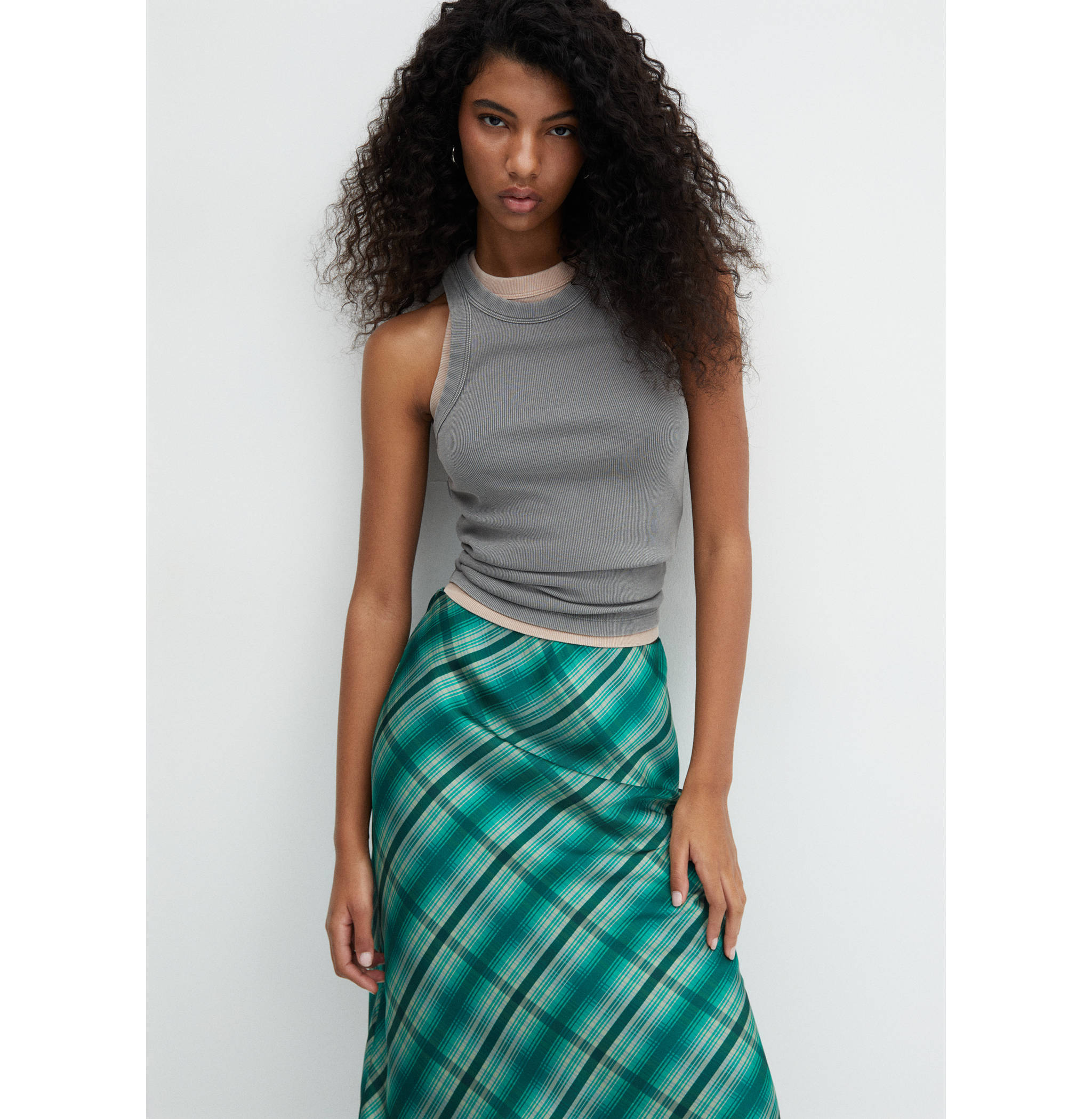 Satin check skirt - Details of the article 1