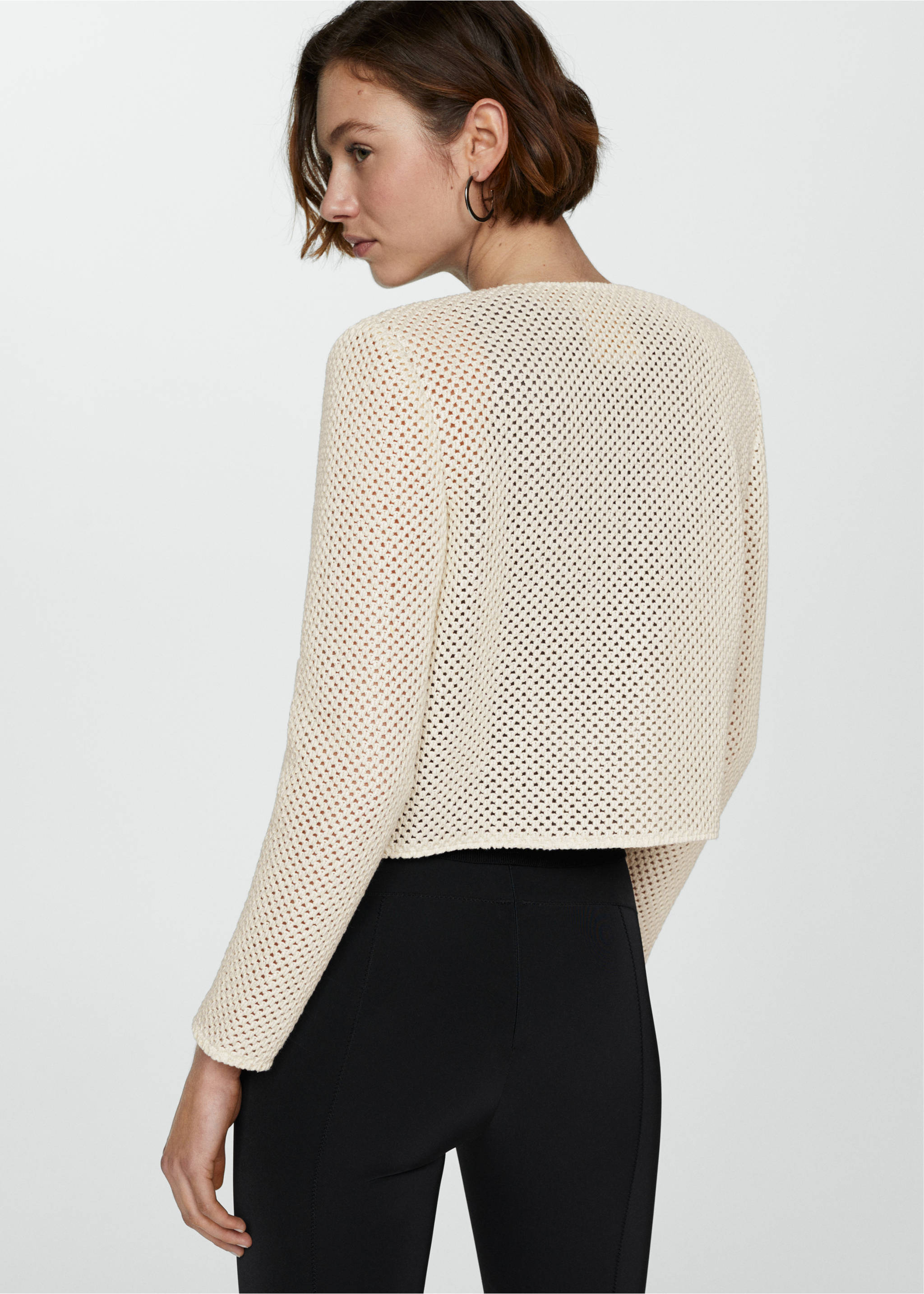 Cardigan mailles défaites - Verso de l’article, Écru. Ref: 67056349-00.