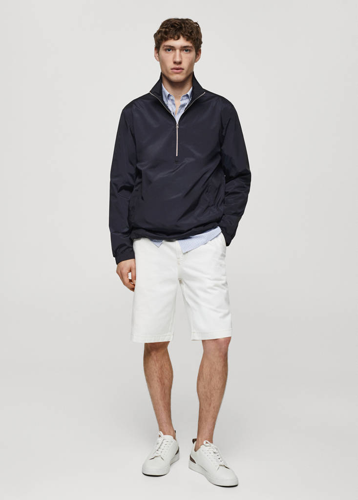 Water-repellent jacket with zip — Dark Navy