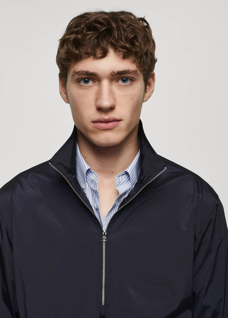 Water-repellent jacket with zip — Dark Navy