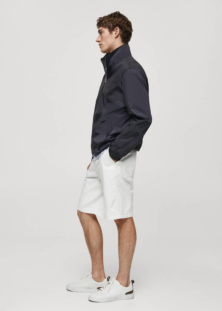 Water-repellent jacket with zip — Dark Navy
