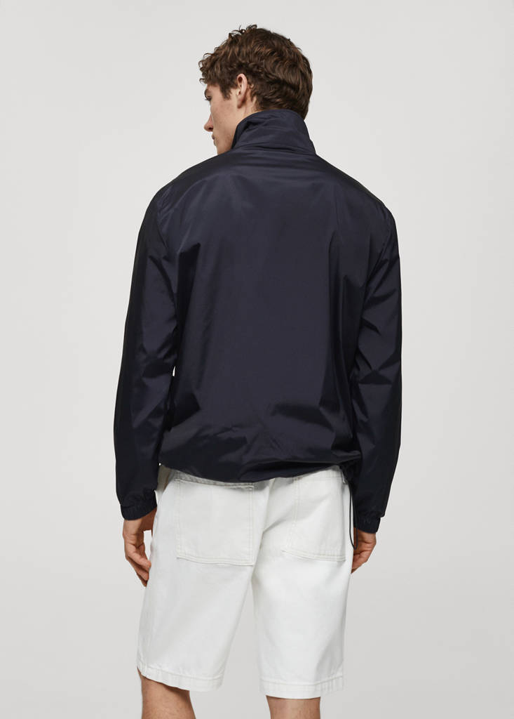 Water-repellent jacket with zip — Dark Navy