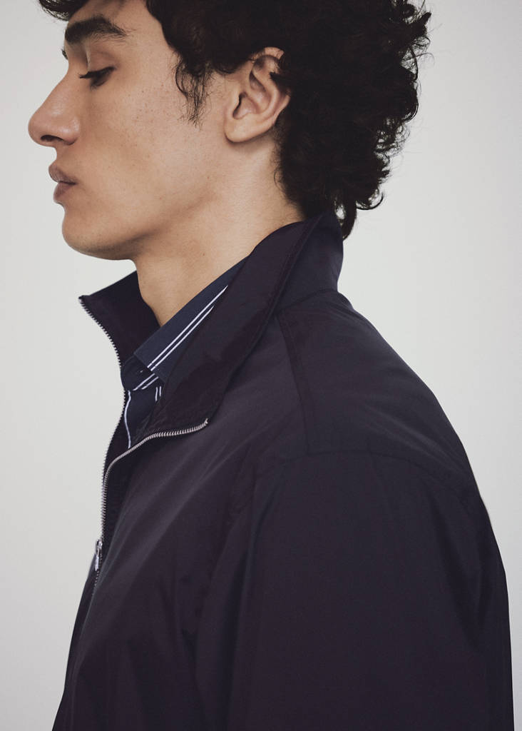 Water-repellent jacket with zip — Dark Navy