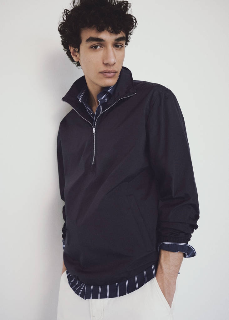 Water-repellent jacket with zip — Dark Navy