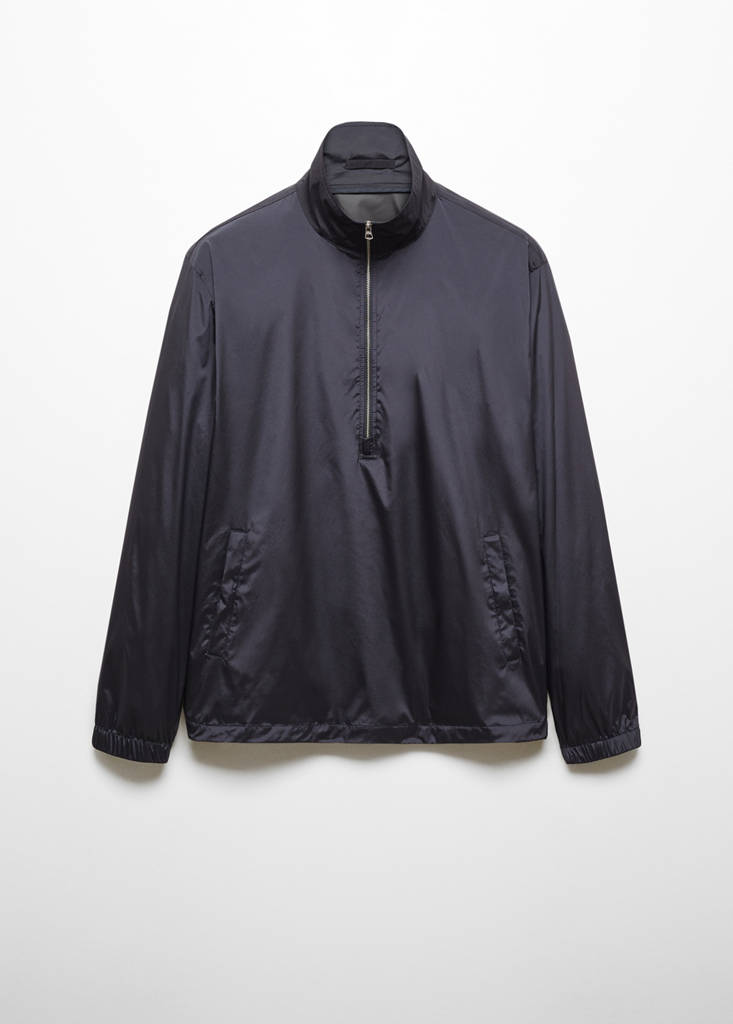 Water-repellent jacket with zip — Dark Navy