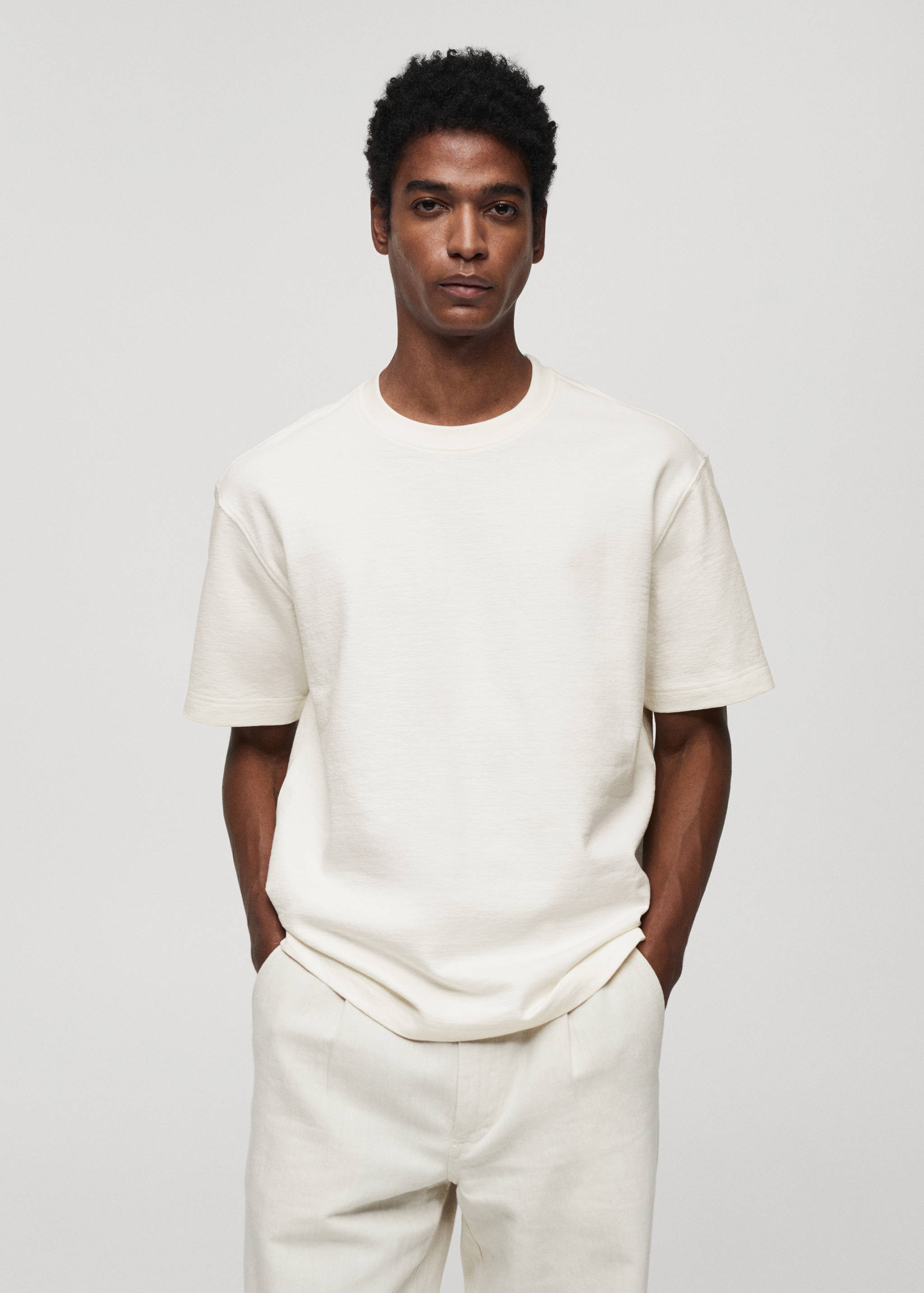 T-shirt de 100% algodão relaxed fit - Plano médio