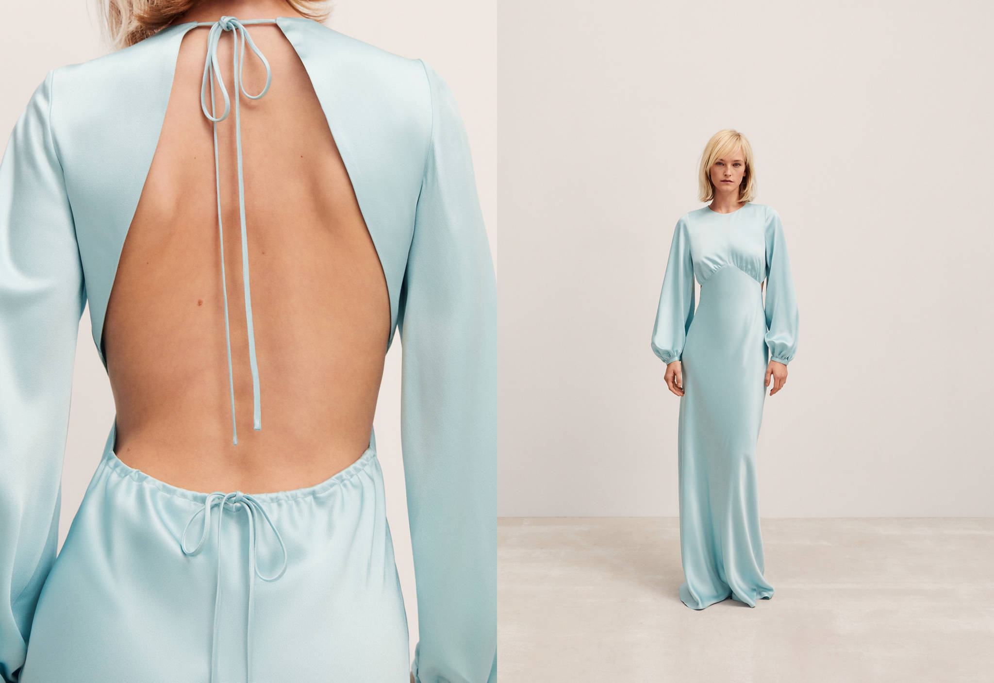 Satin dress with open back - Panoramic plane