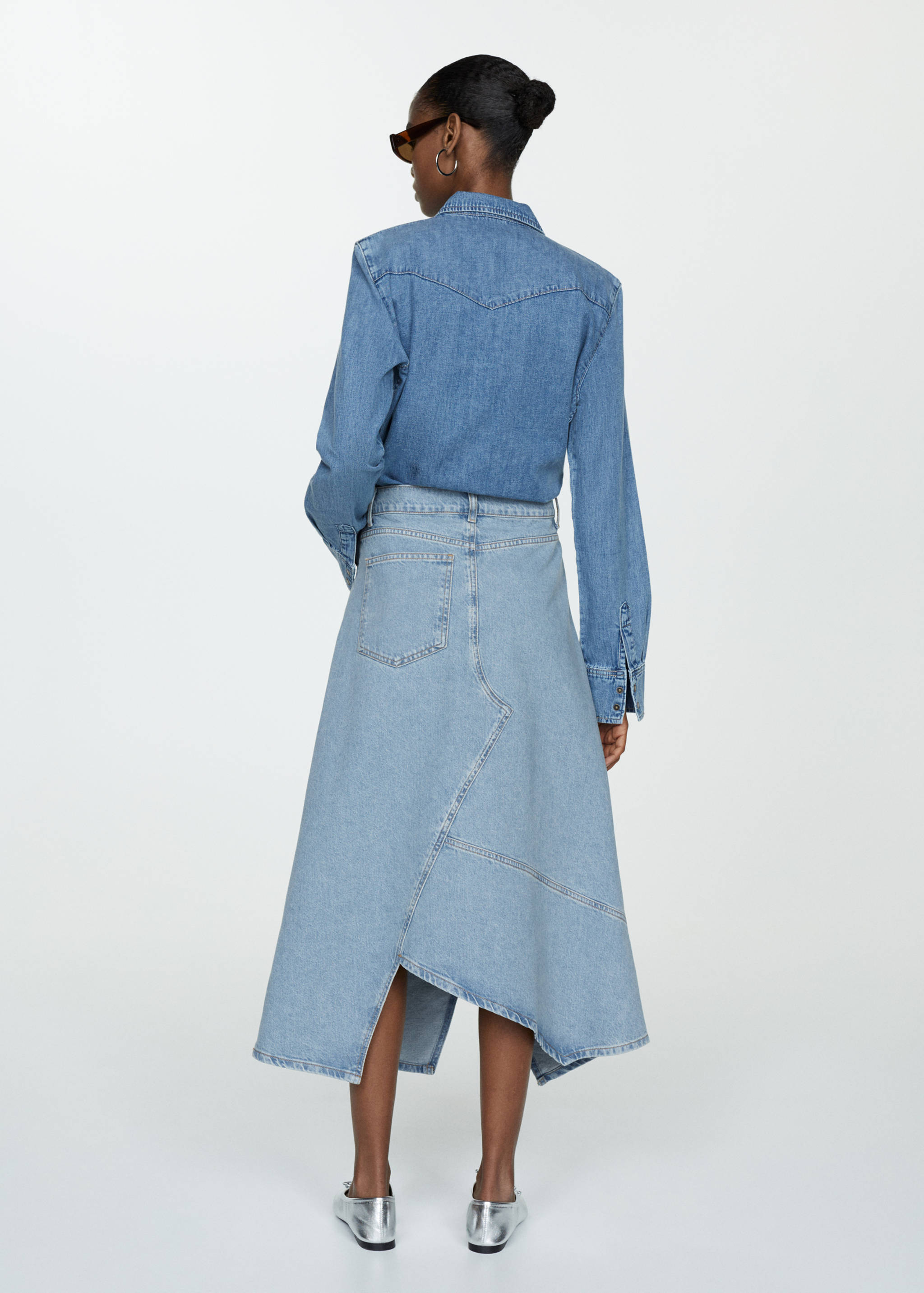 后背开叉中长裙 - null