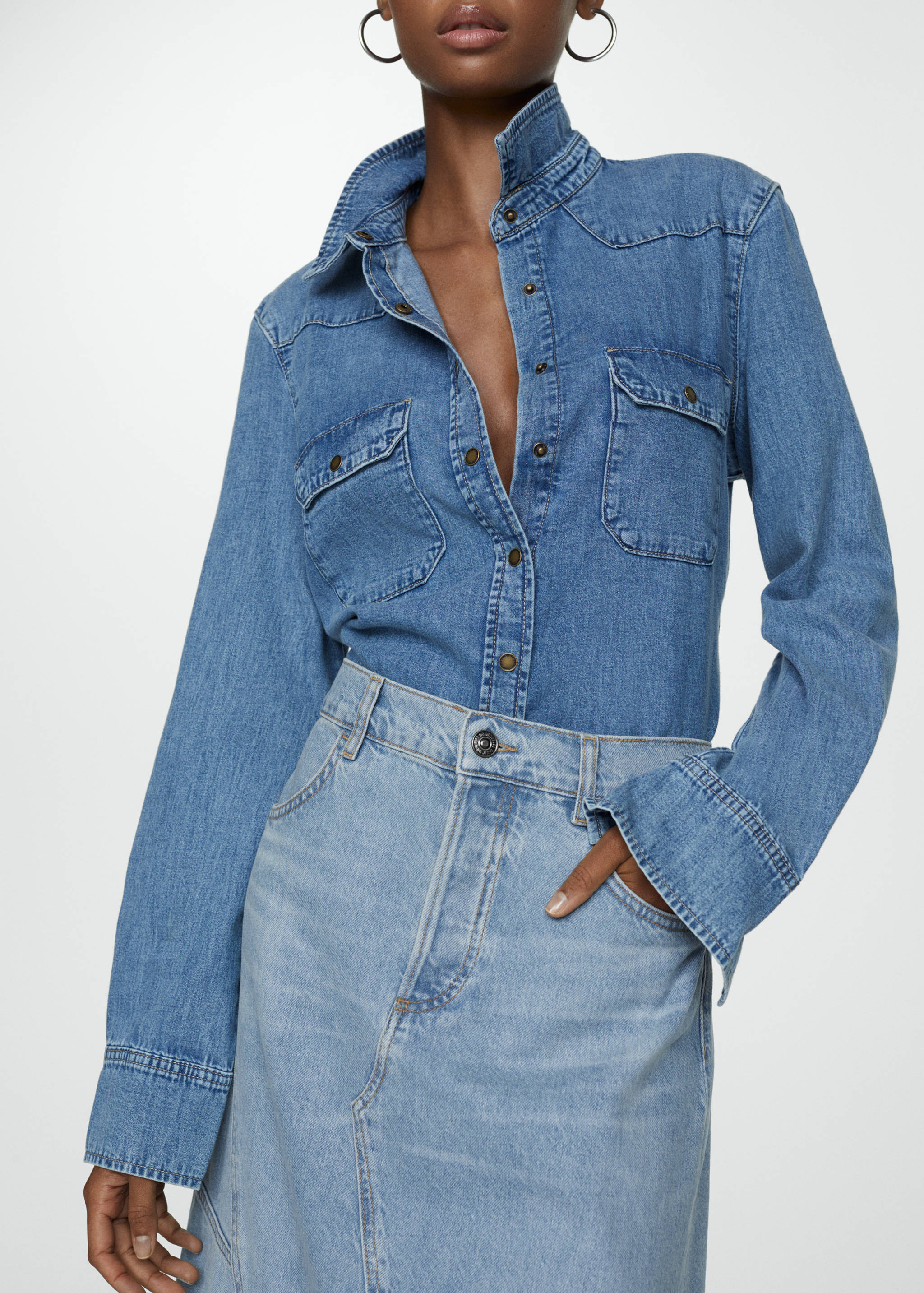 后背开叉中长裙 - null