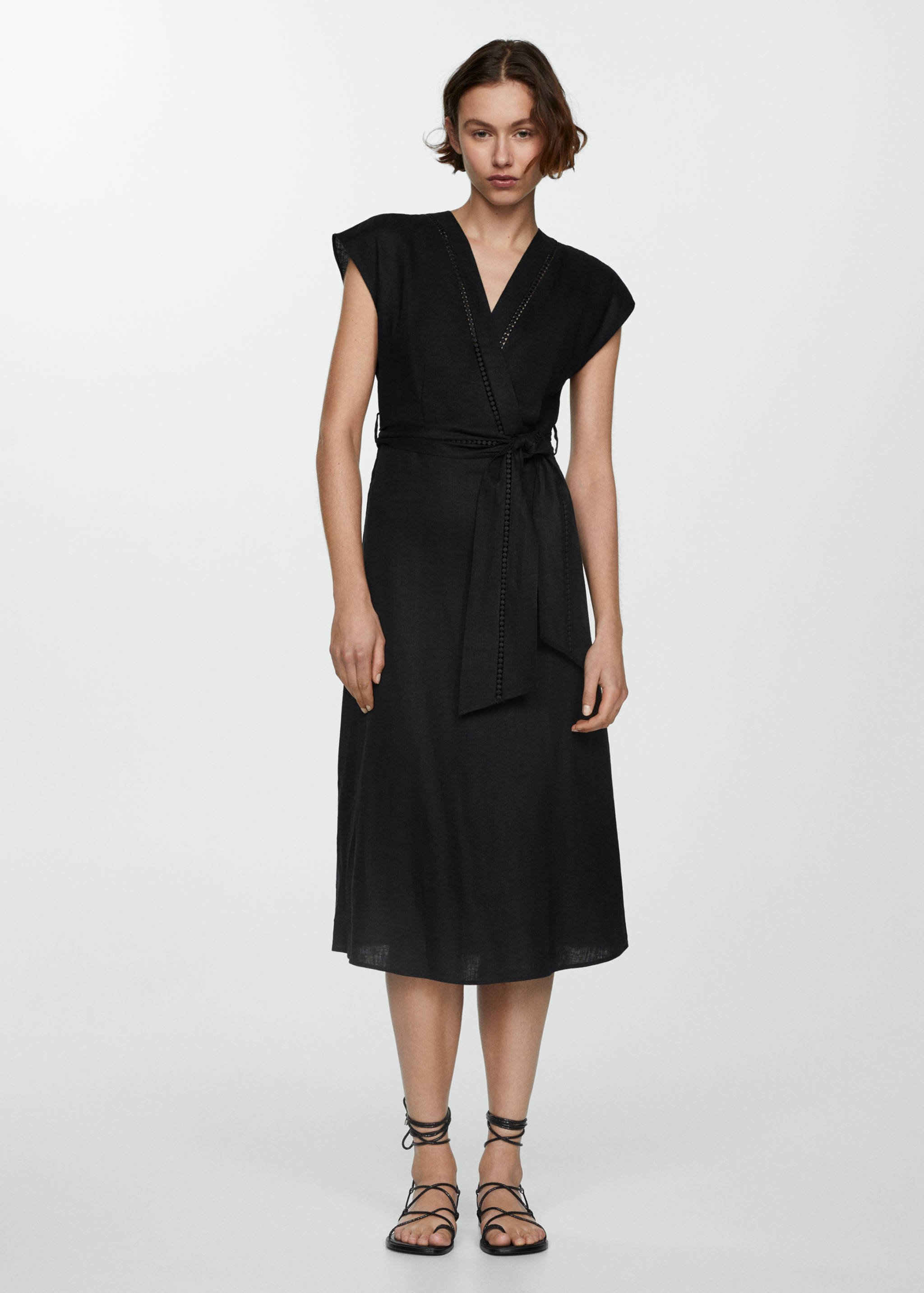 100% linen dress with bow - General plane