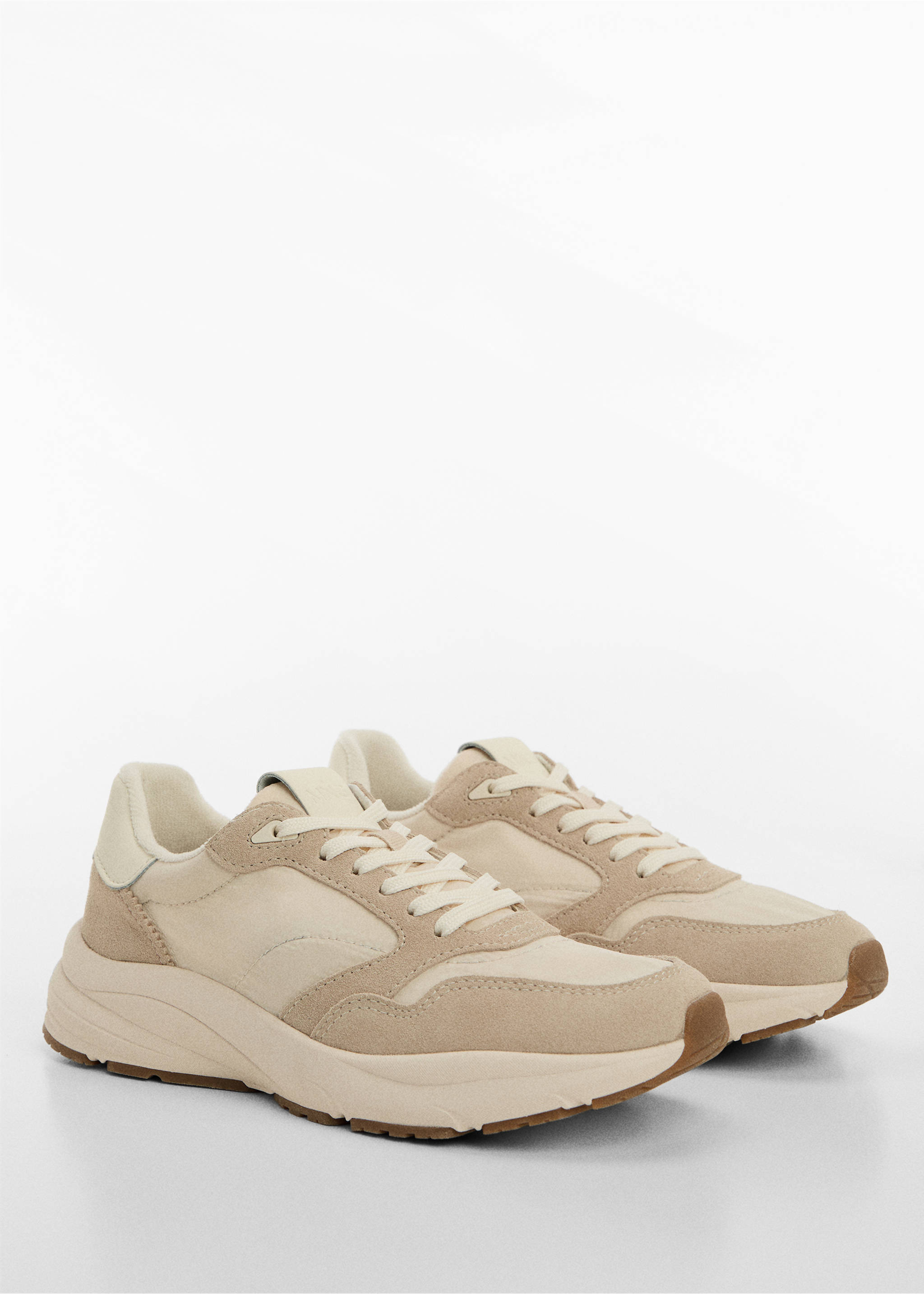 Leather panel sneakers - Medium plane, Ecru. Ref: 67057114-00.
