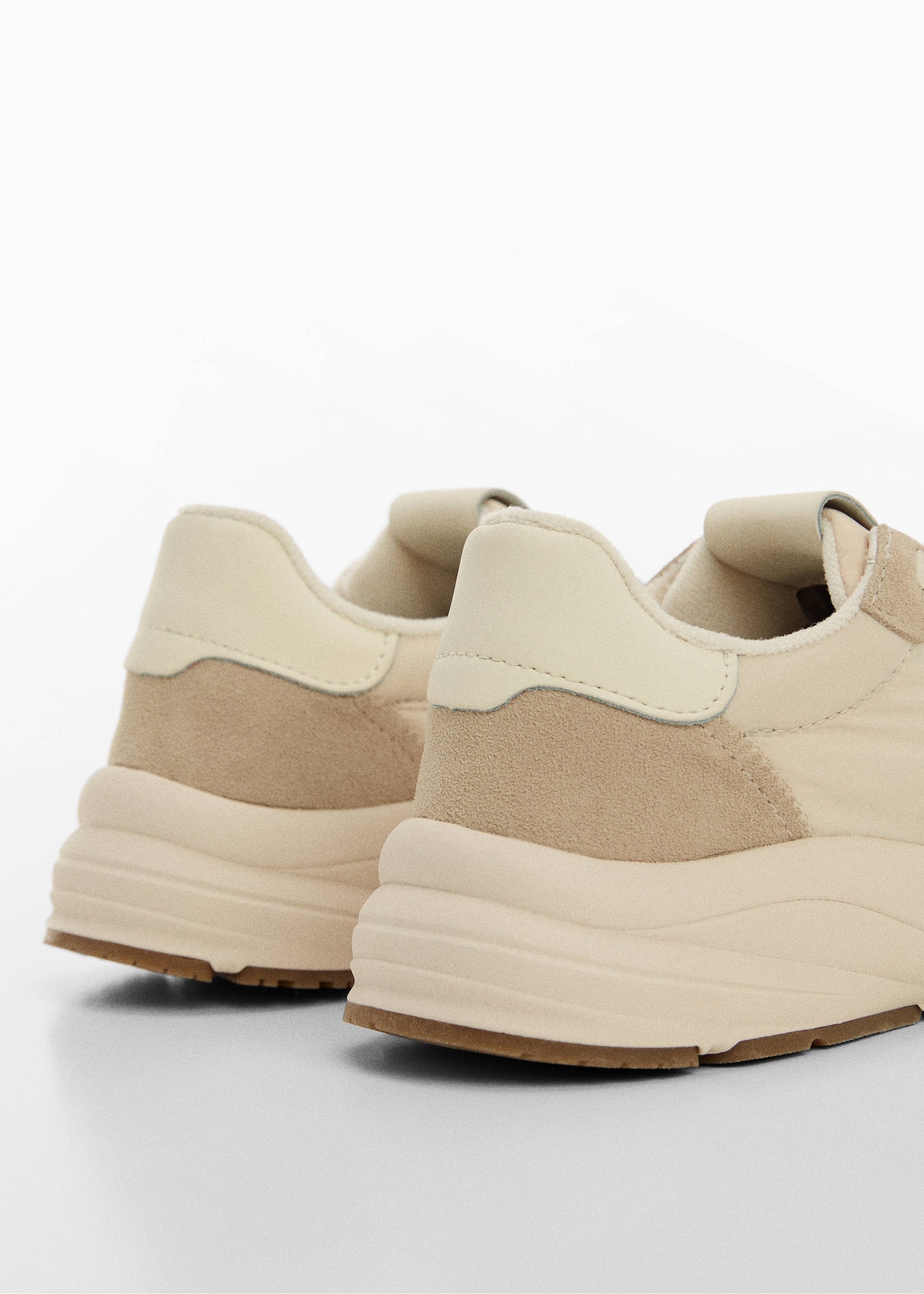 Leather panel sneakers - Details of the article 1, Ecru. Ref: 67057114-00.