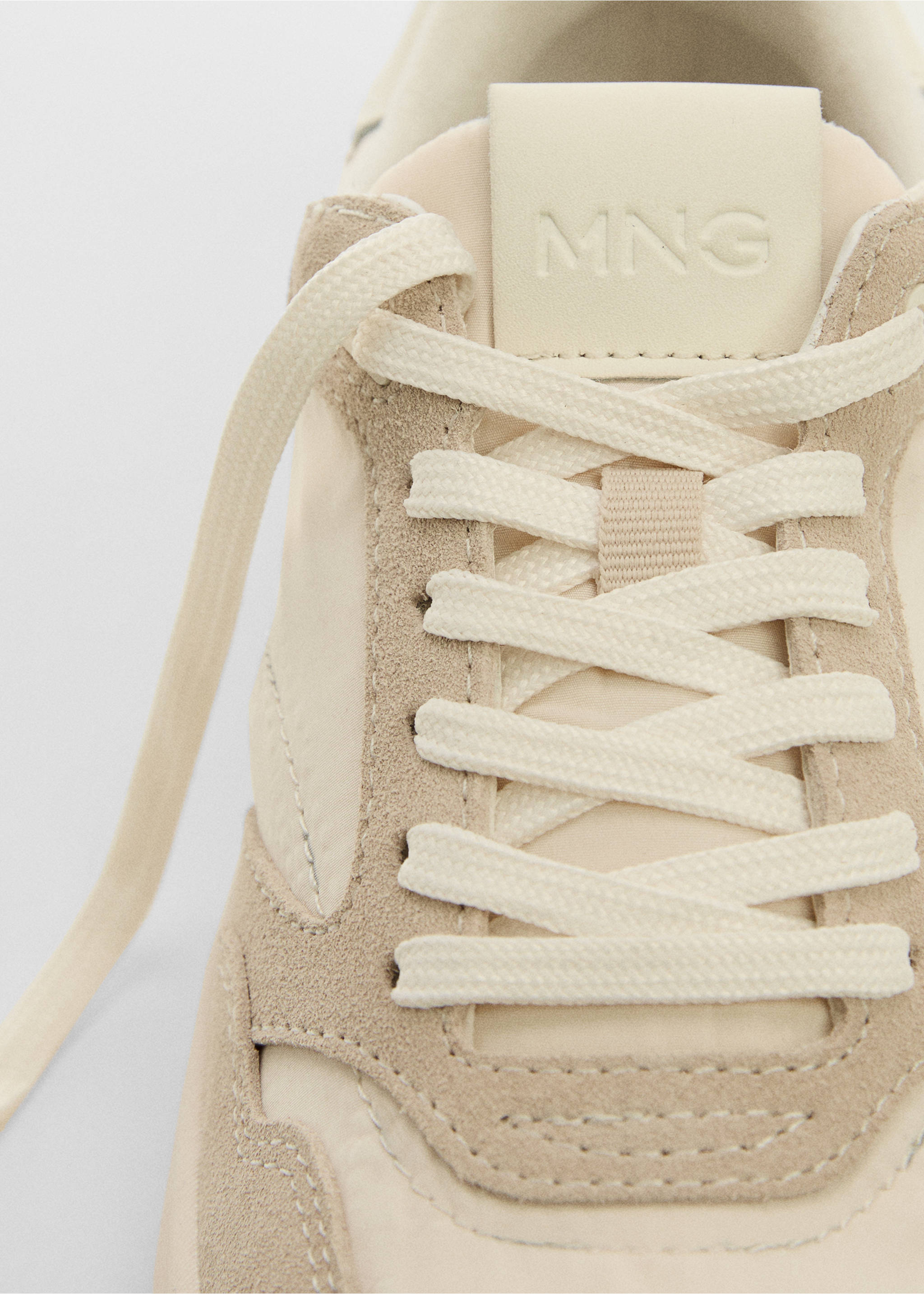 Leather panel sneakers - Details of the article 2, Ecru. Ref: 67057114-00.