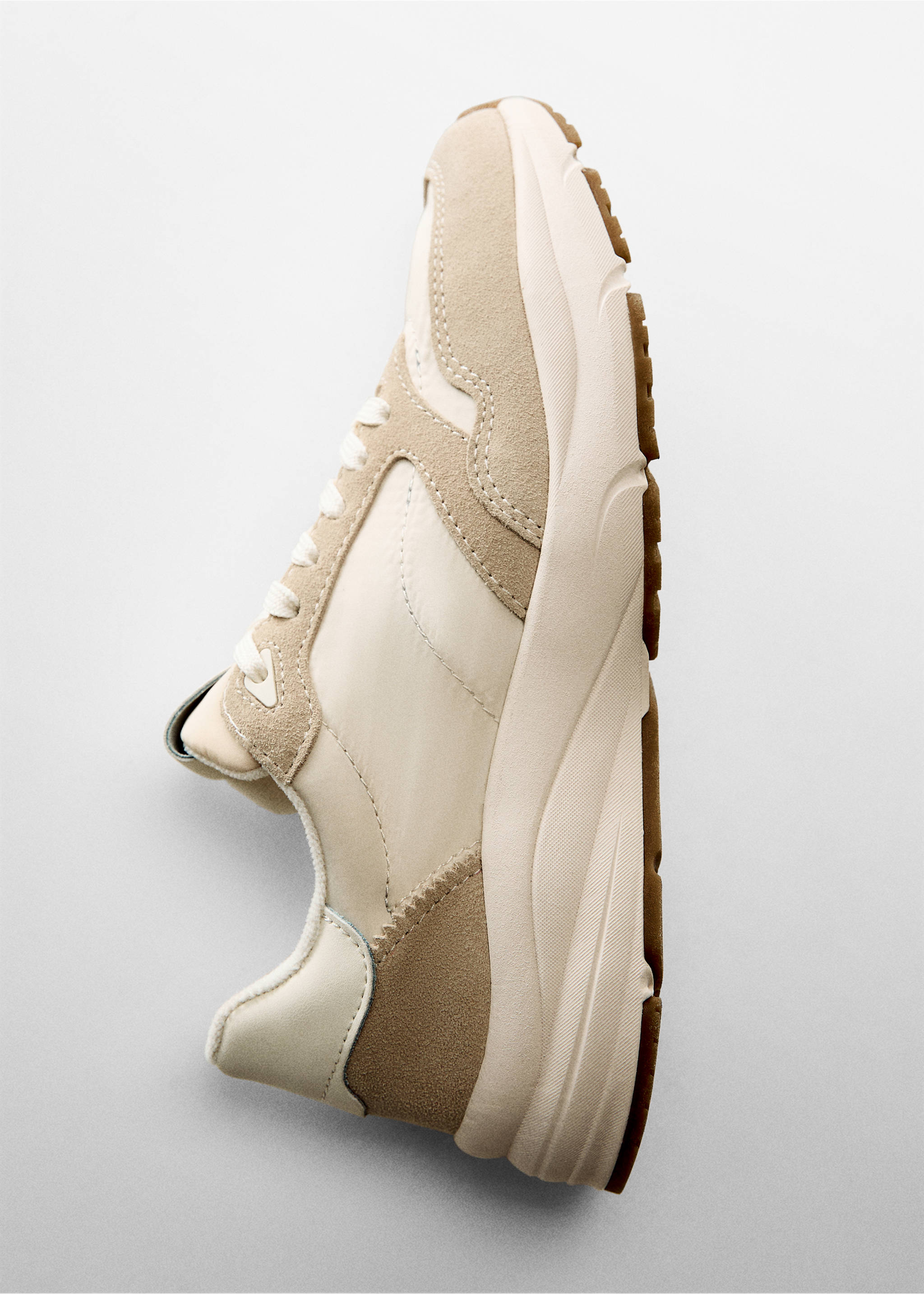 Leather panel sneakers - Details of the article 5, Ecru. Ref: 67057114-00.