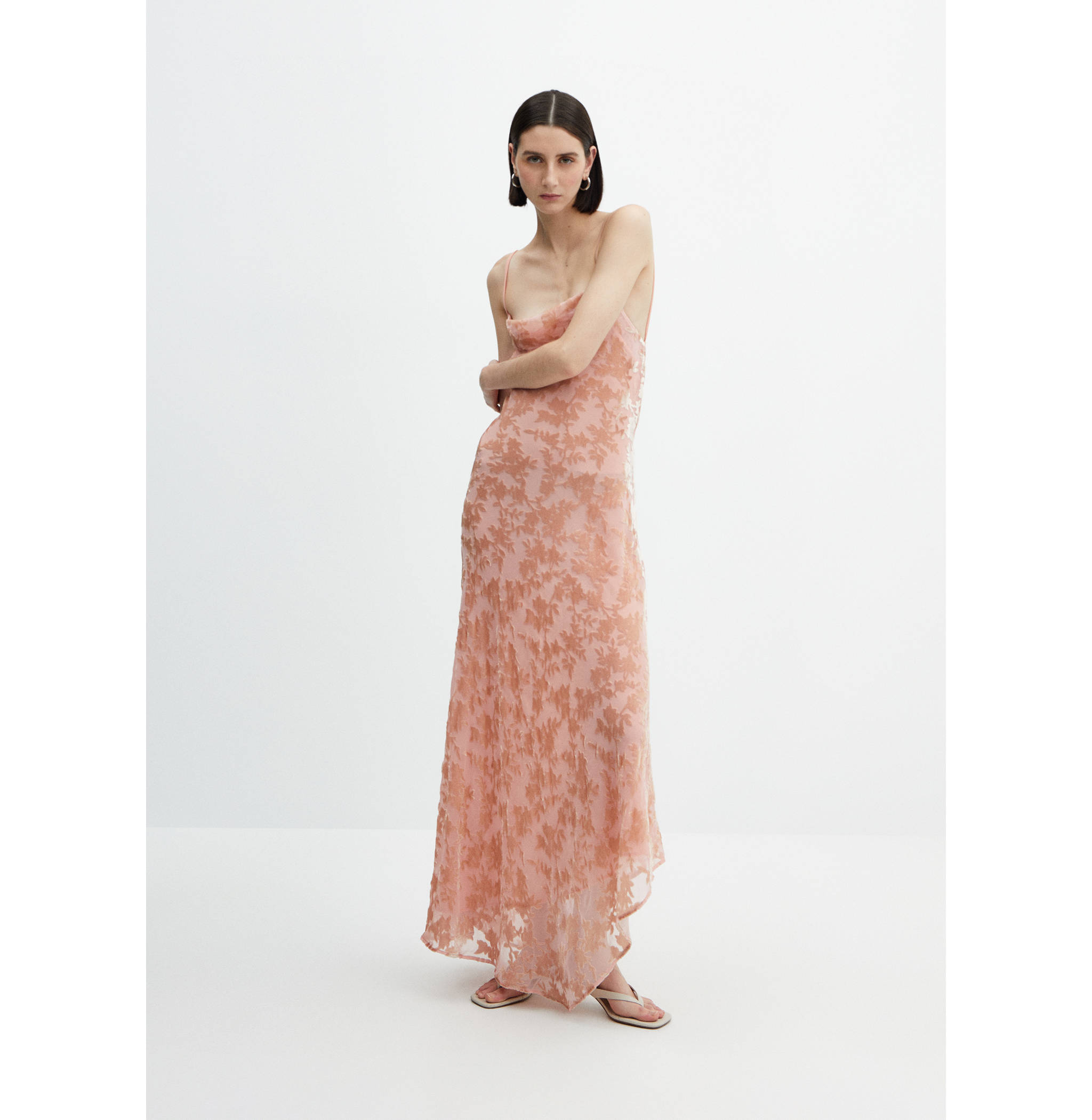 Asymmetric dress with draped neckline - General plane