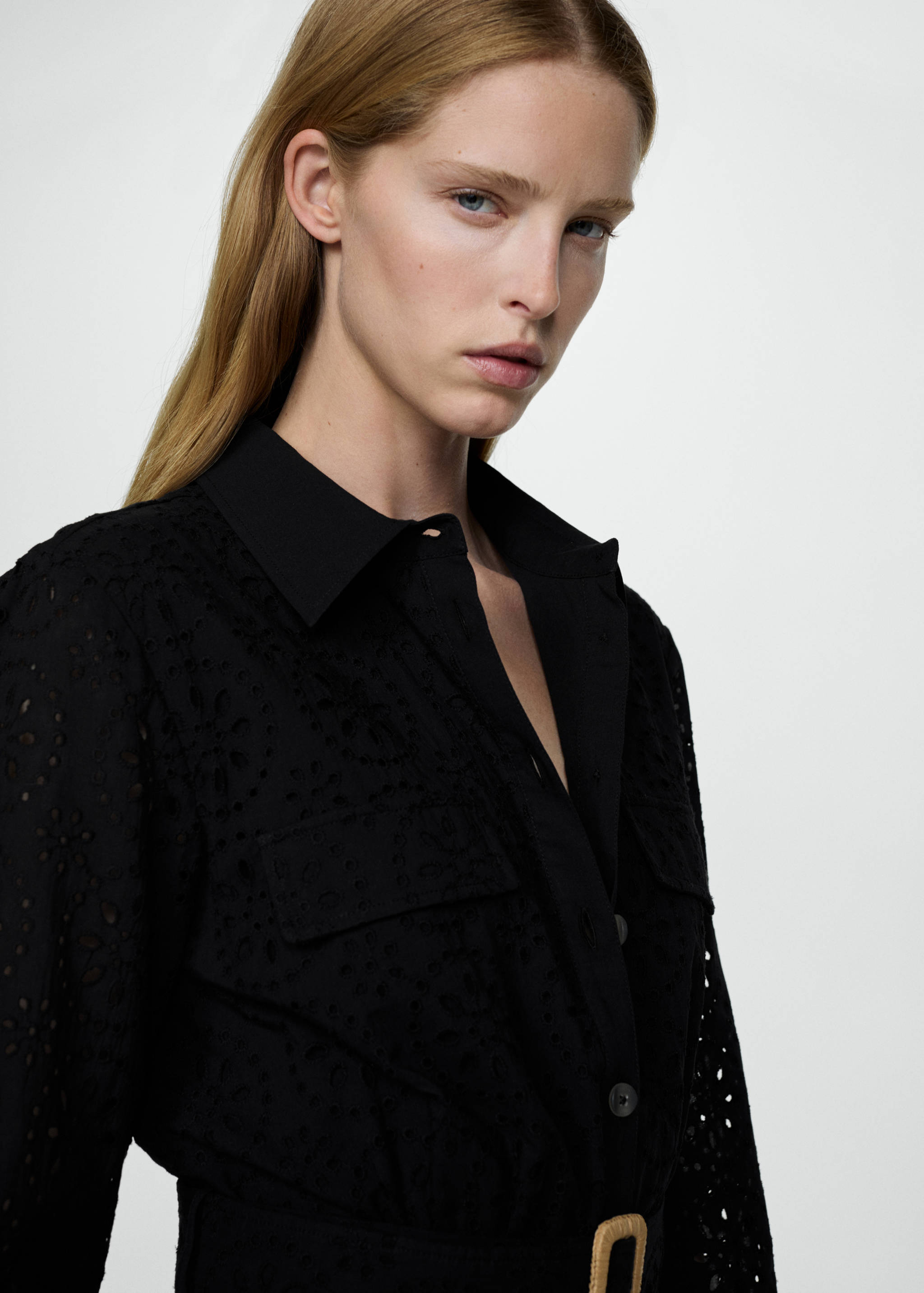 Vestido camisero bordado suizo - Detalle del artículo 1