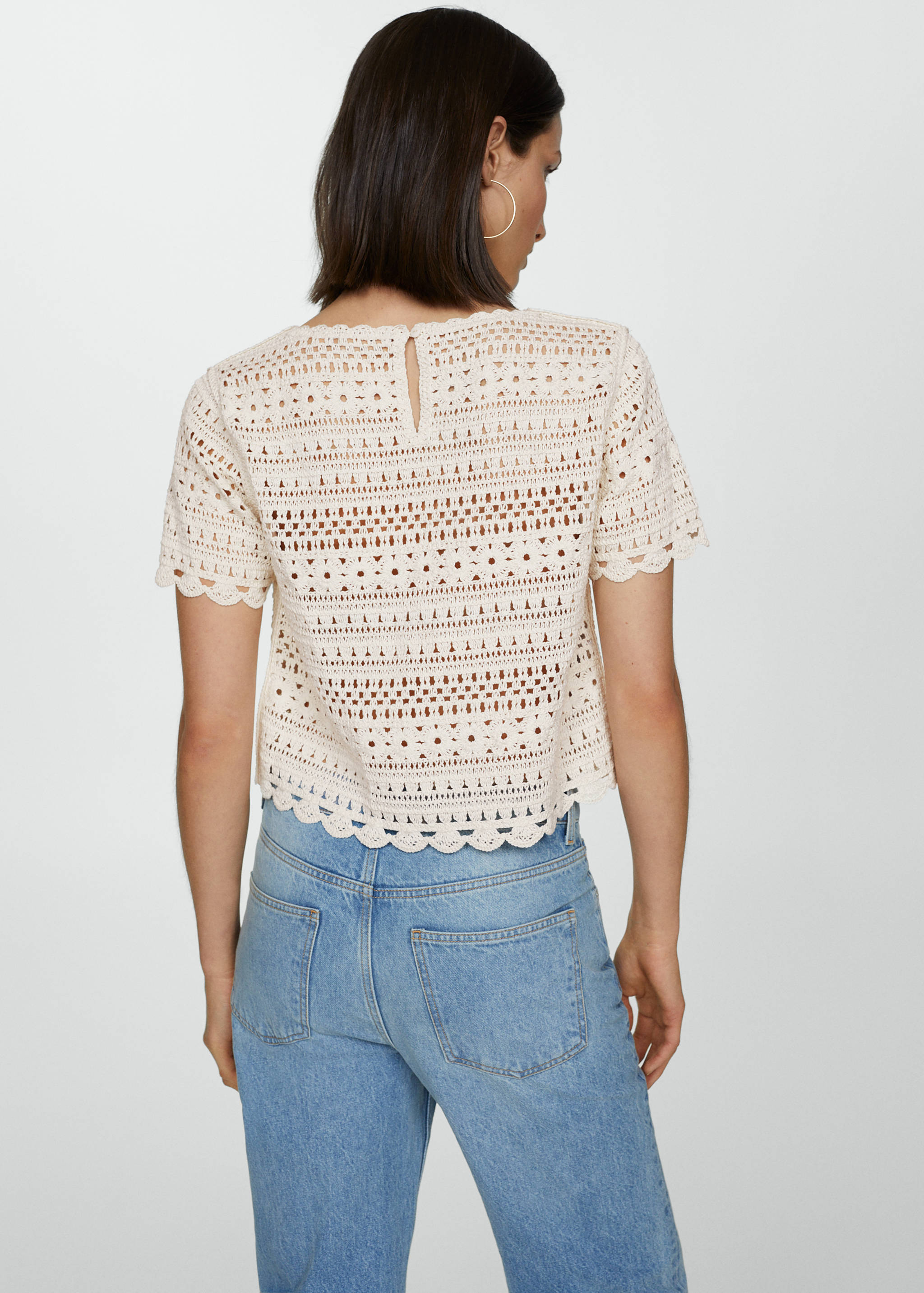 Knitted sweater with openwork details - Reverse of the article