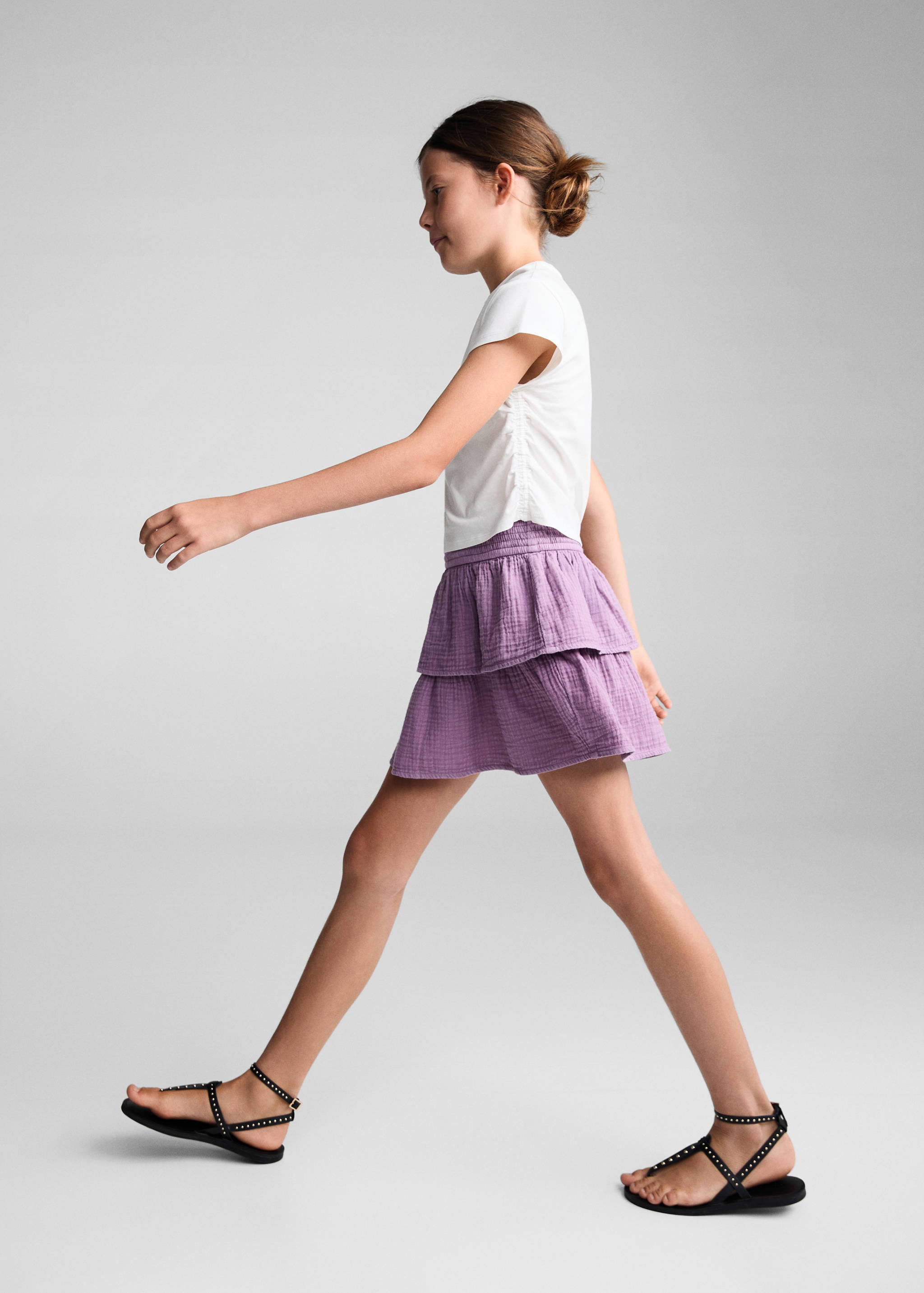 Baumwoll-T-Shirt mit Raffdetail - Allgemeine Ansicht