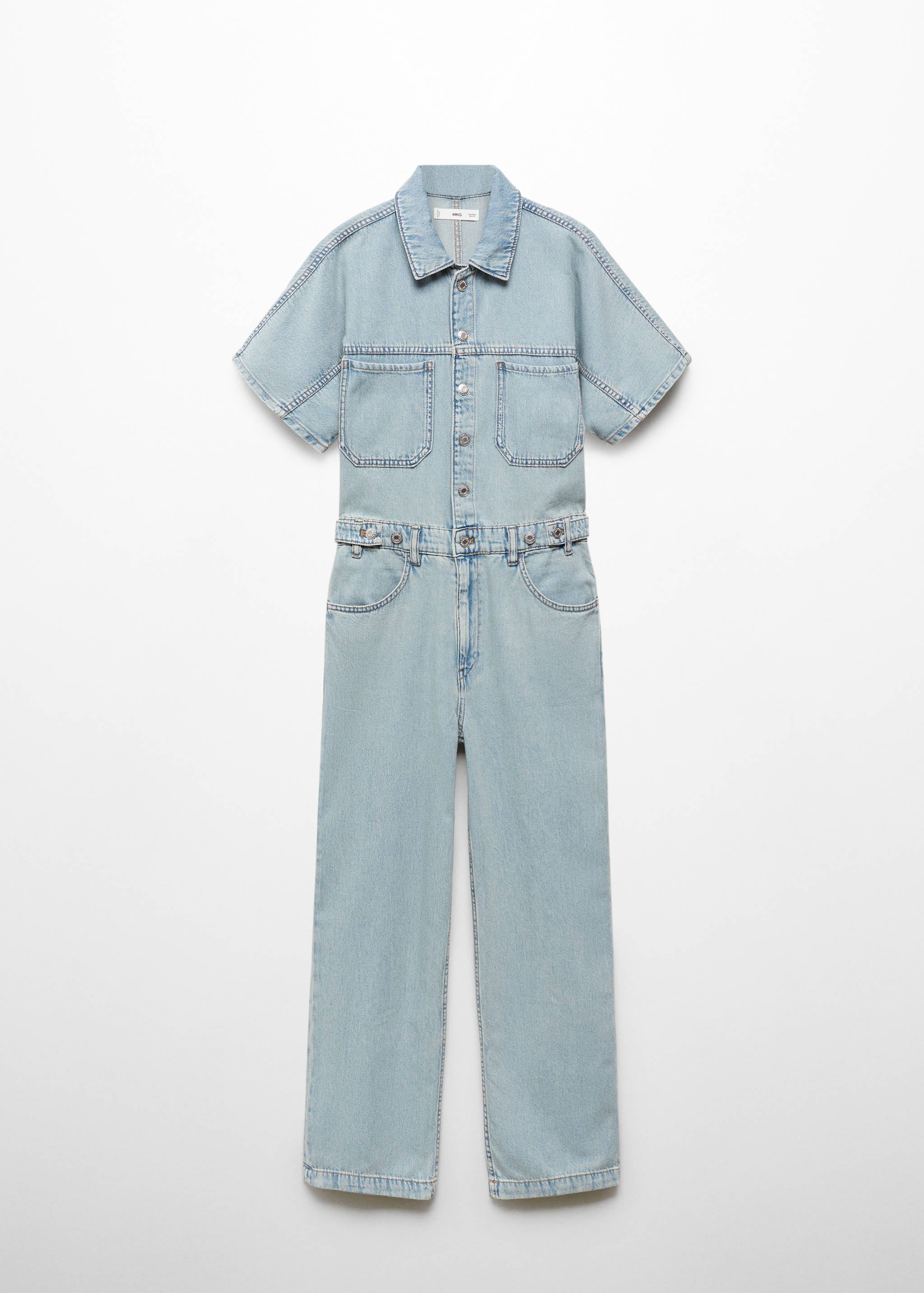 Denim jumpsuit with multi-position buttons - Article without model