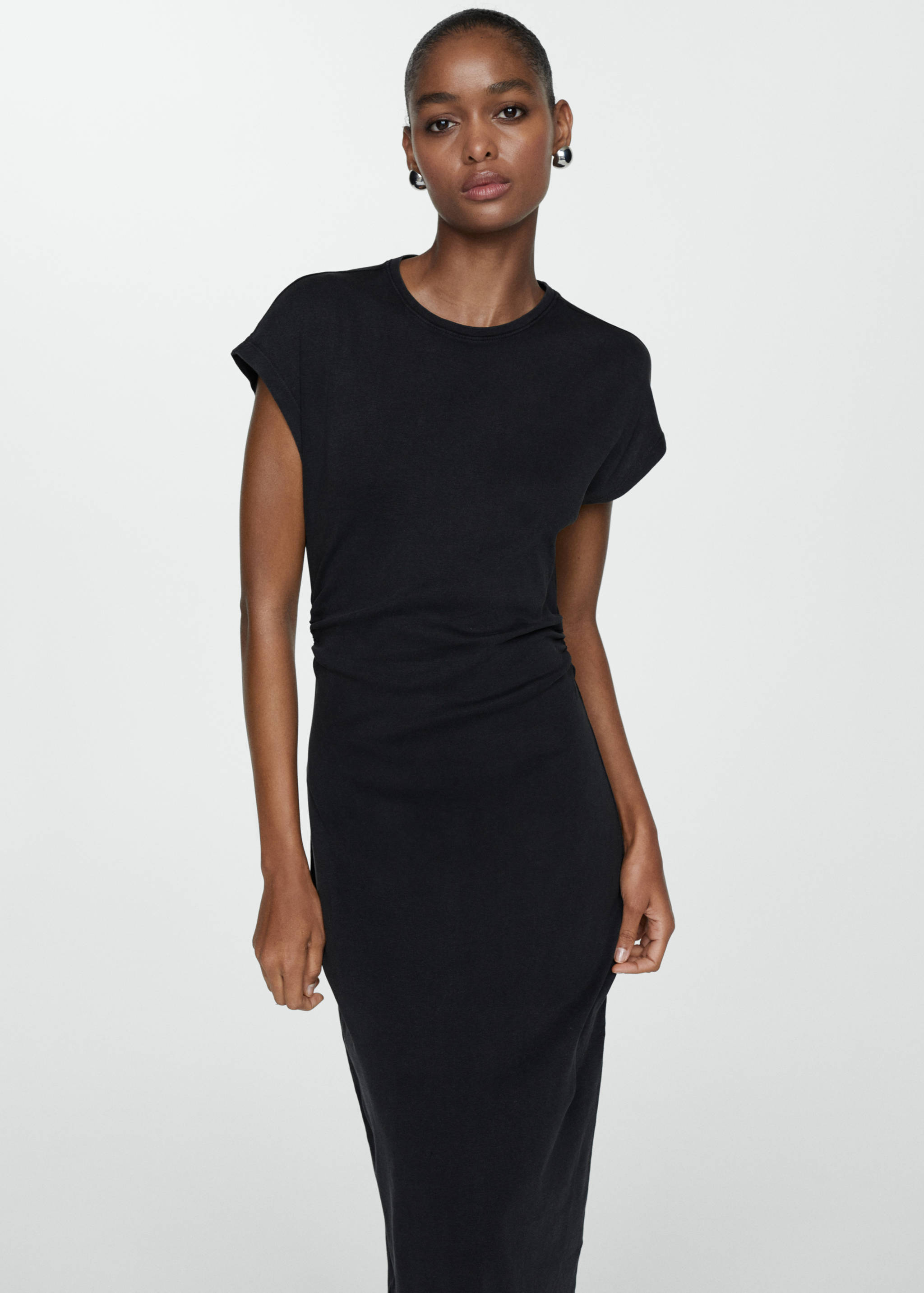 Платье с драпировкой 100% хлопок - Средний план