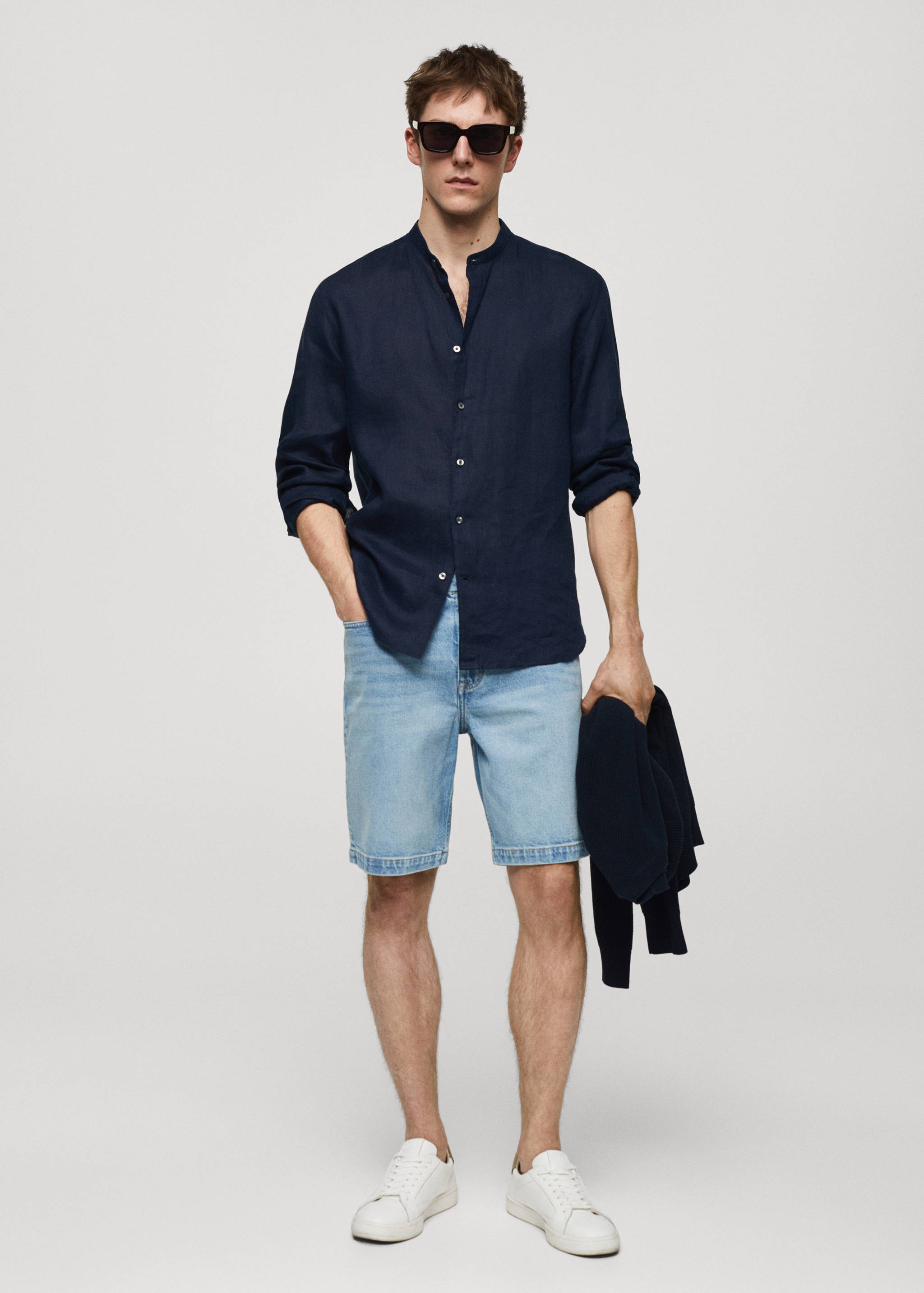 Regular-fit denim bermuda shorts - General plane