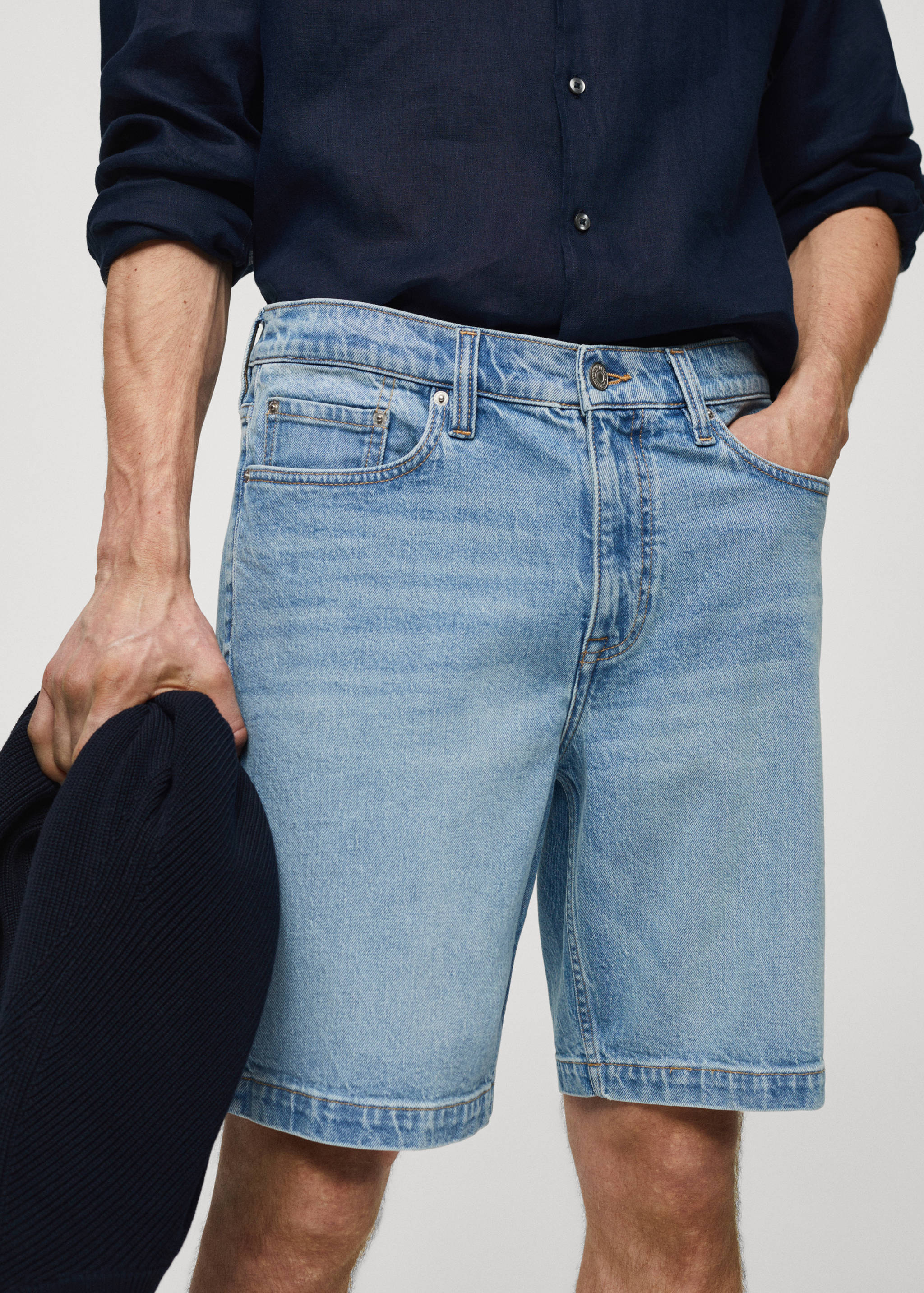 Regular-fit denim bermuda shorts - Details of the article 1