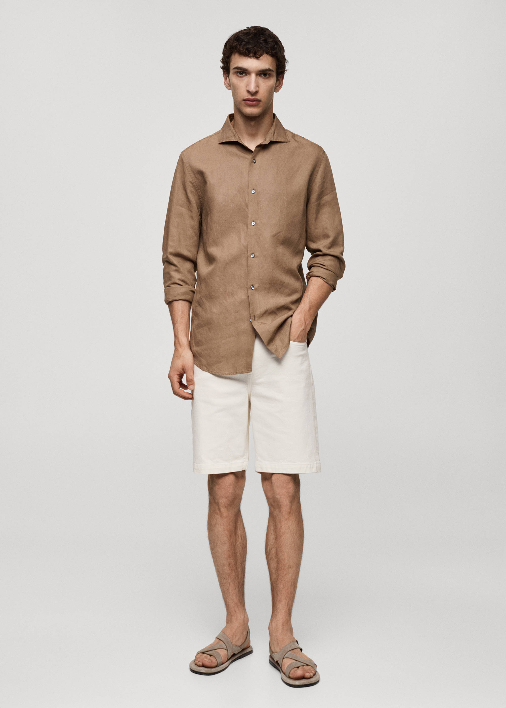 Regular-fit denim bermuda shorts - General plane