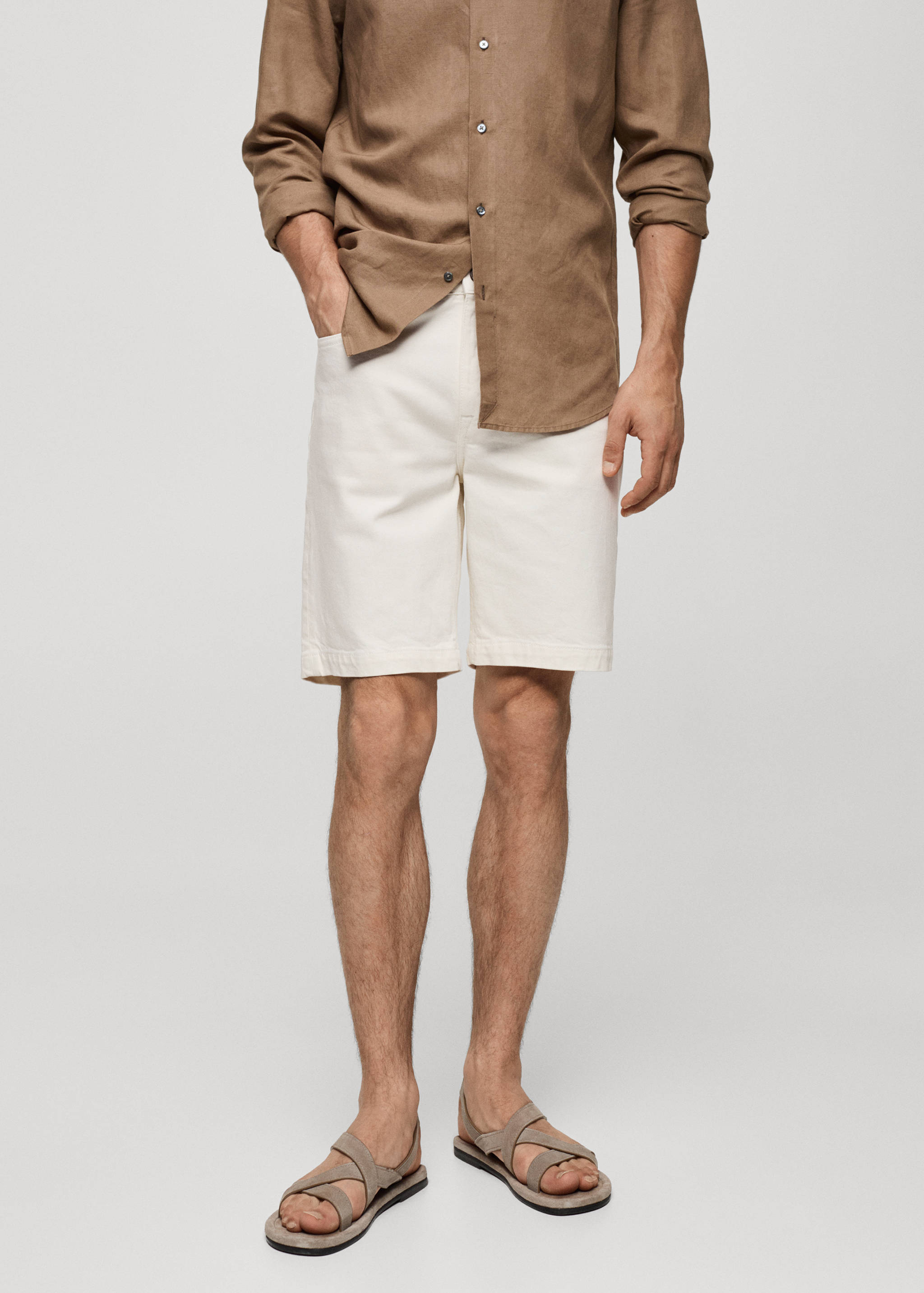 Regular-fit denim bermuda shorts - Medium plane