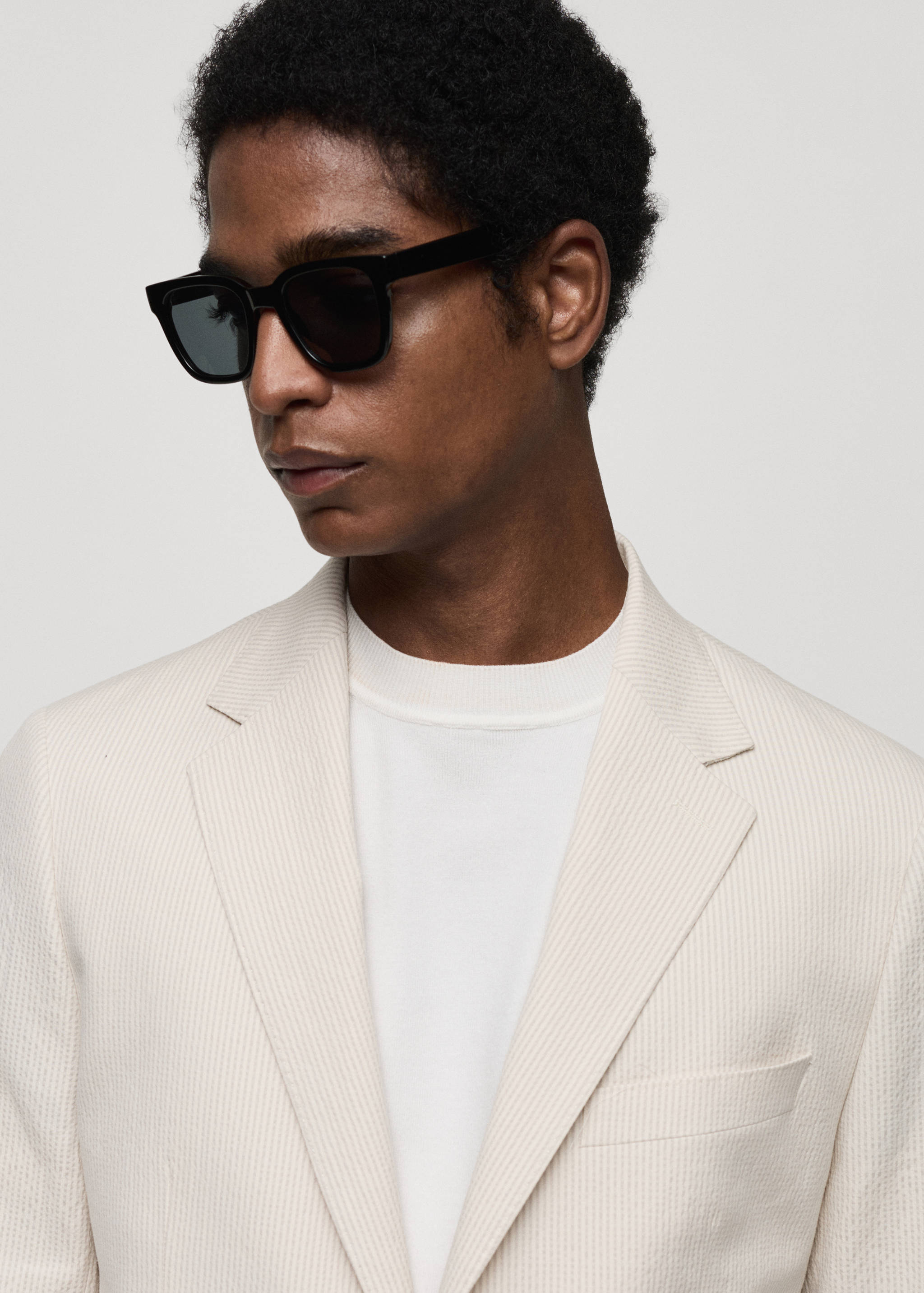 Veste costume slim-fit coton seersucker rayures - Détail de l'article 1